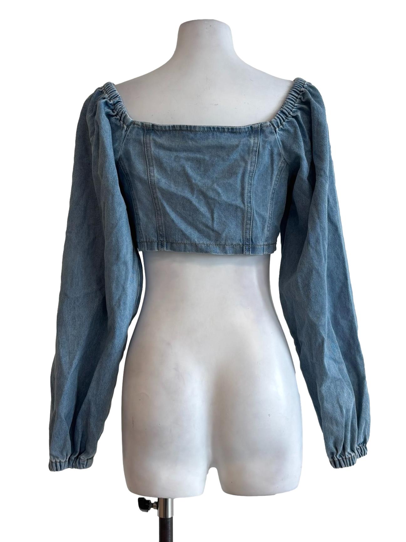 Light Denim Longsleeve Corset Top