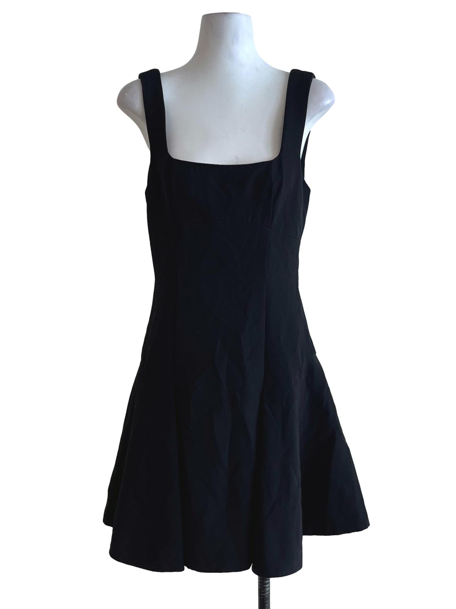 Black Square Neckline A-Line Dress