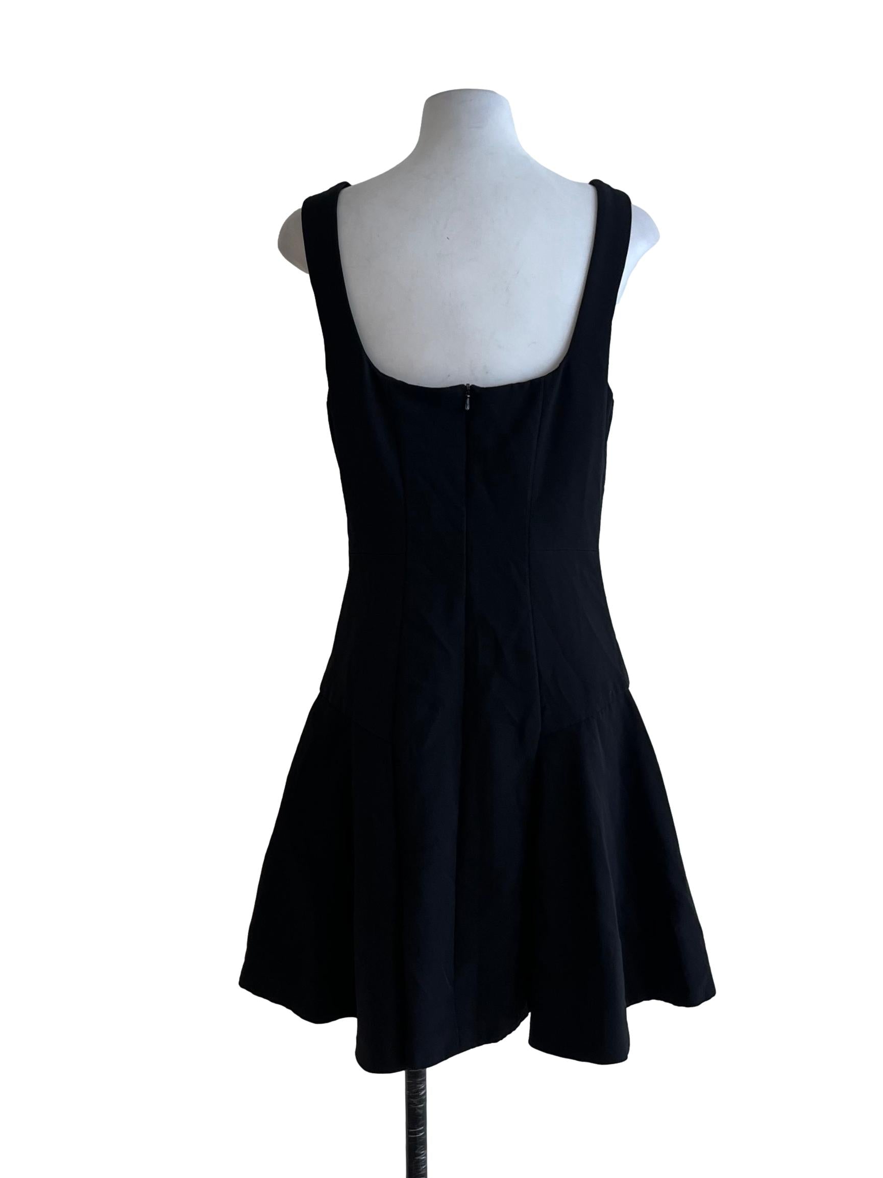 Black Square Neckline A-Line Dress