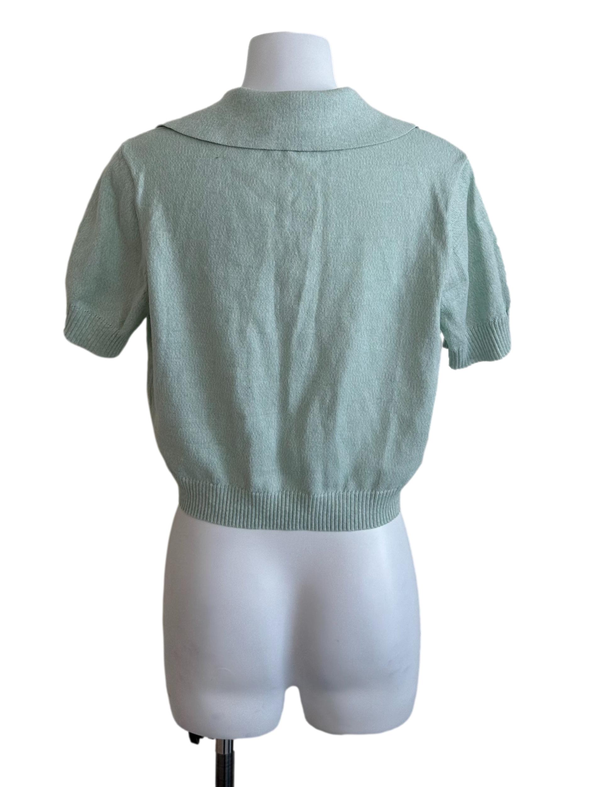 Mint Green Knit Collar Top