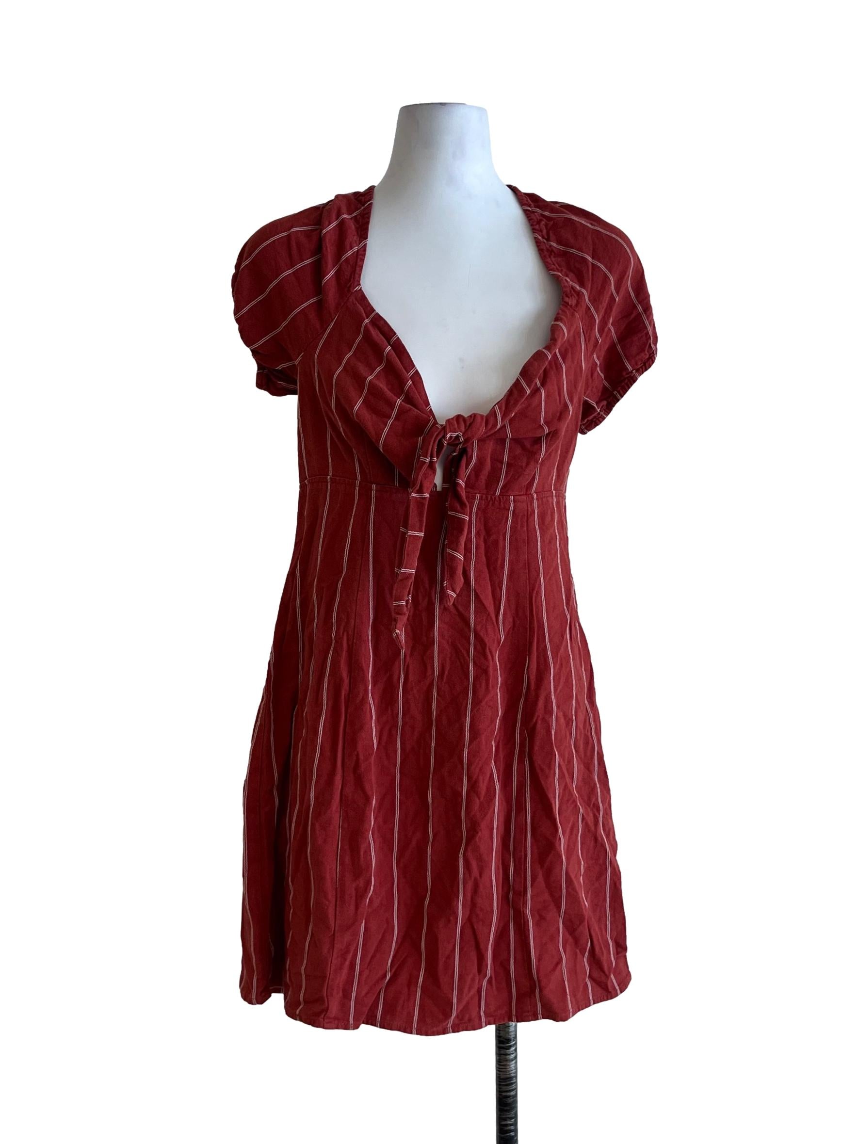 Amber Orange Awning Stripe Empire Dress