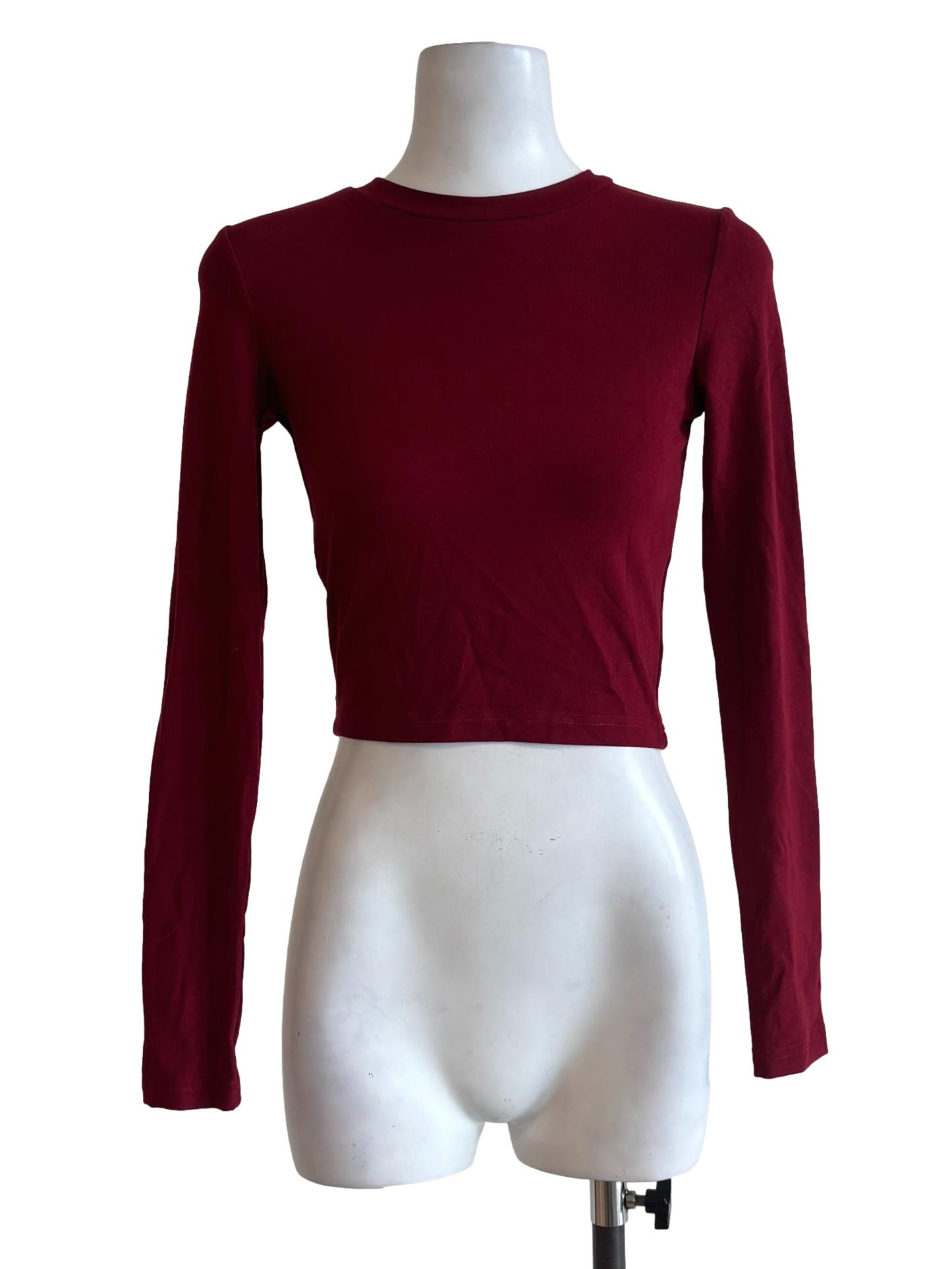Maroon Longsleeve Ribbed Top