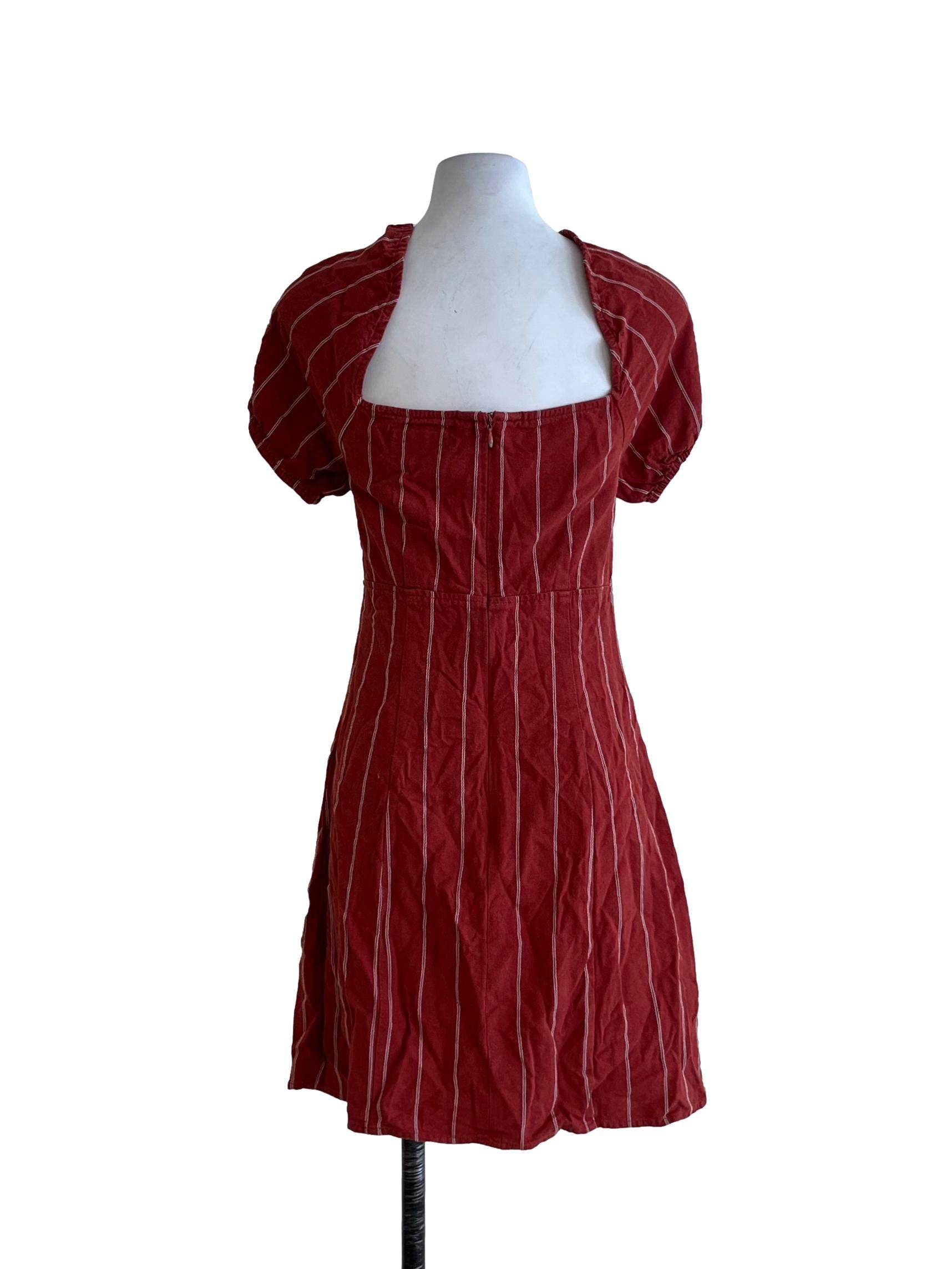 Amber Orange Awning Stripe Empire Dress