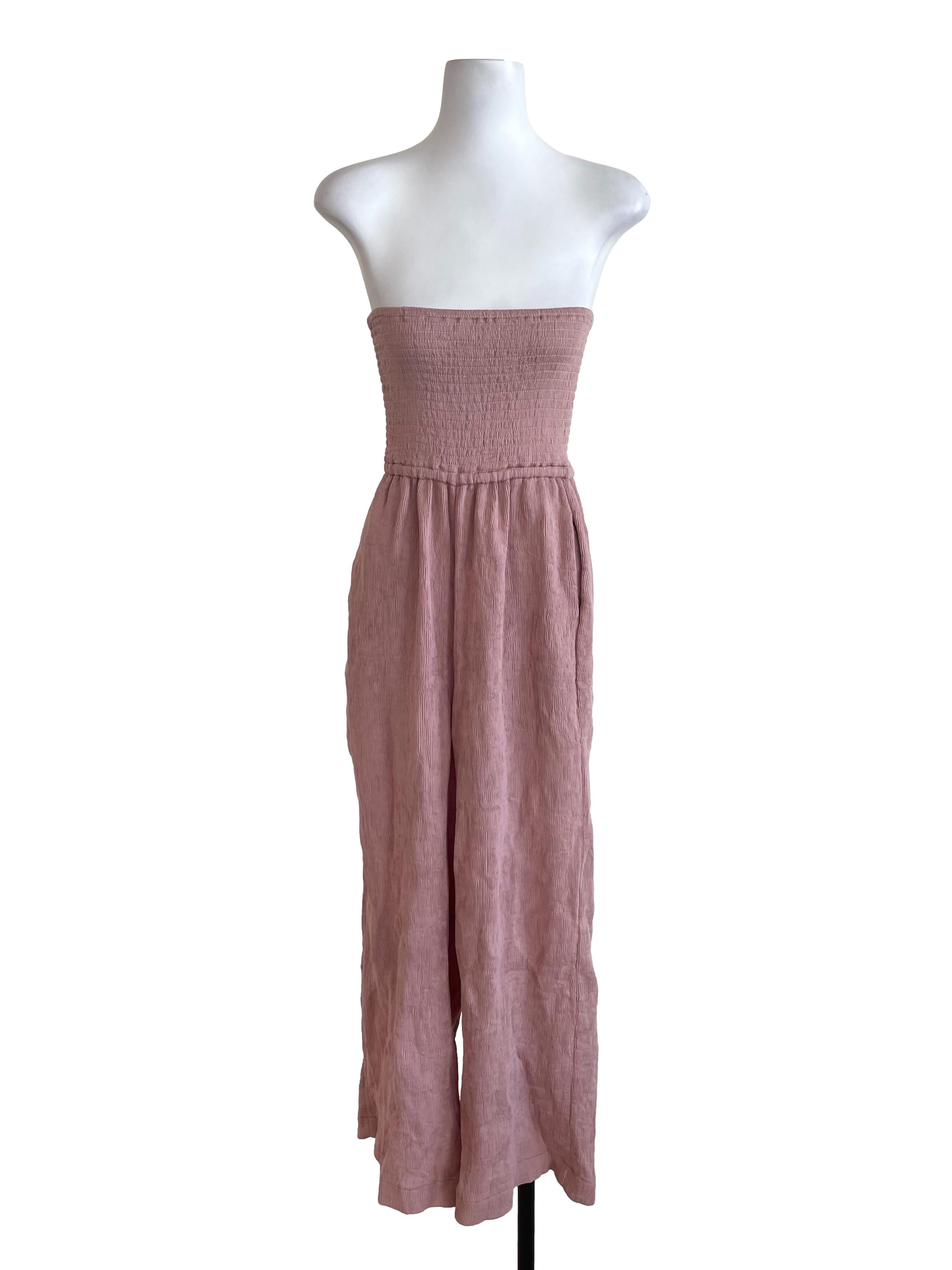 Nude Pink Strapless Jumpsuit