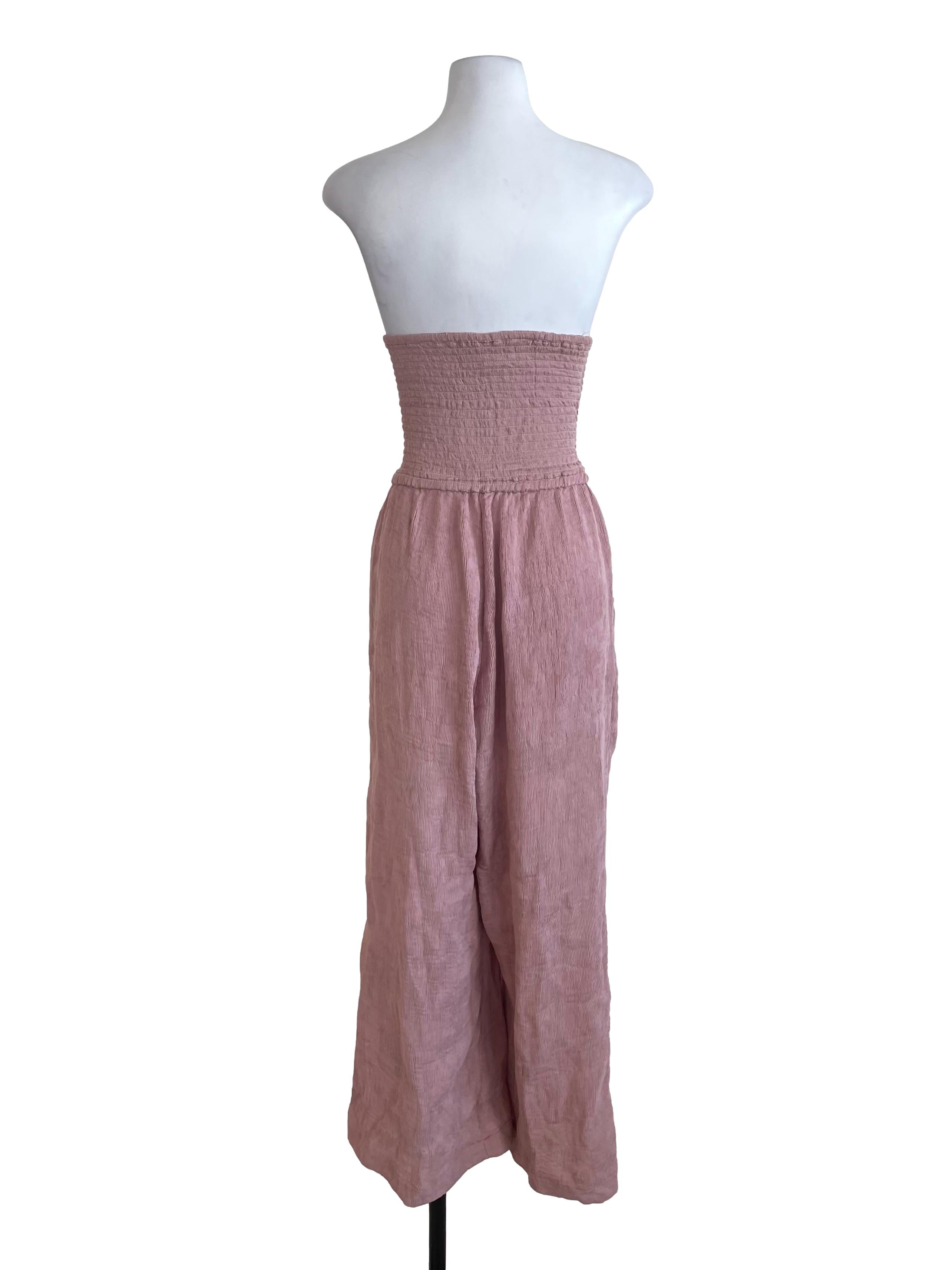 Nude Pink Strapless Jumpsuit