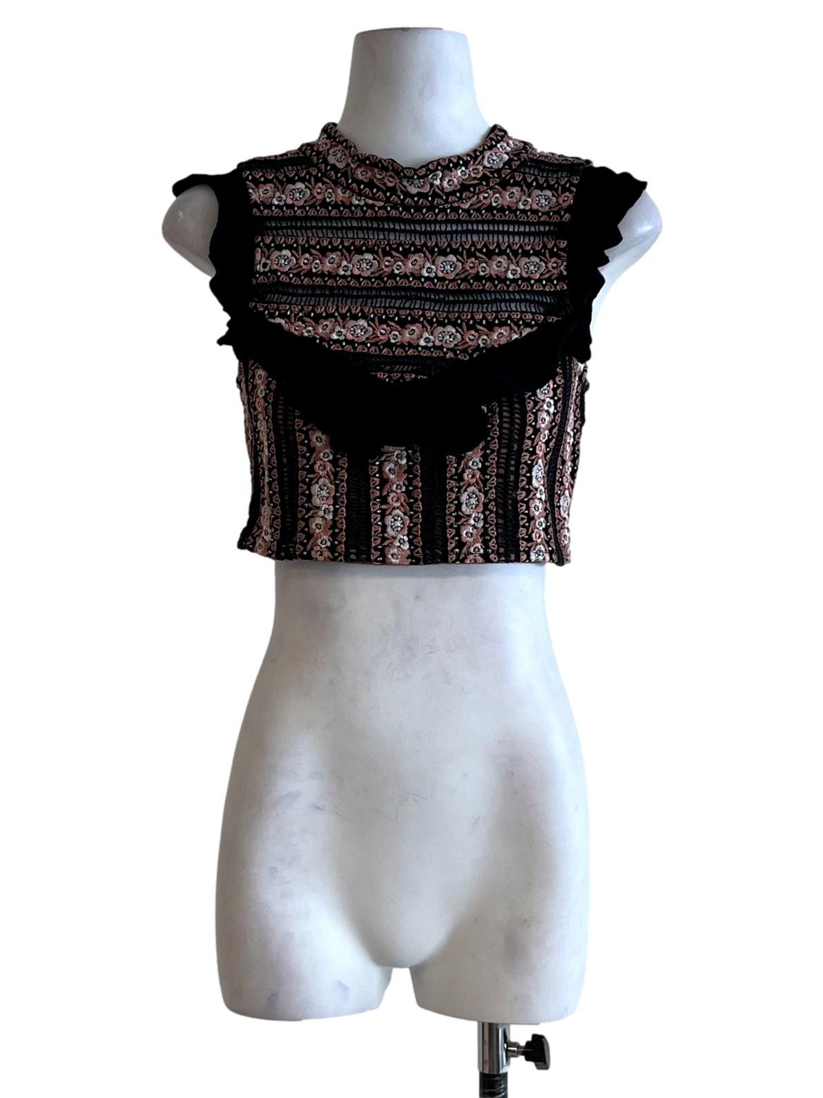 Black Floral Sleeveless Top