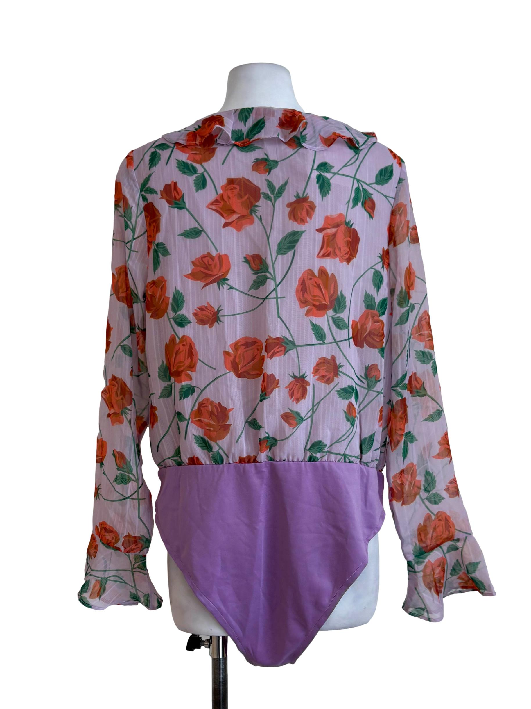 Periwinkle Floral Ruffle Bodysuit