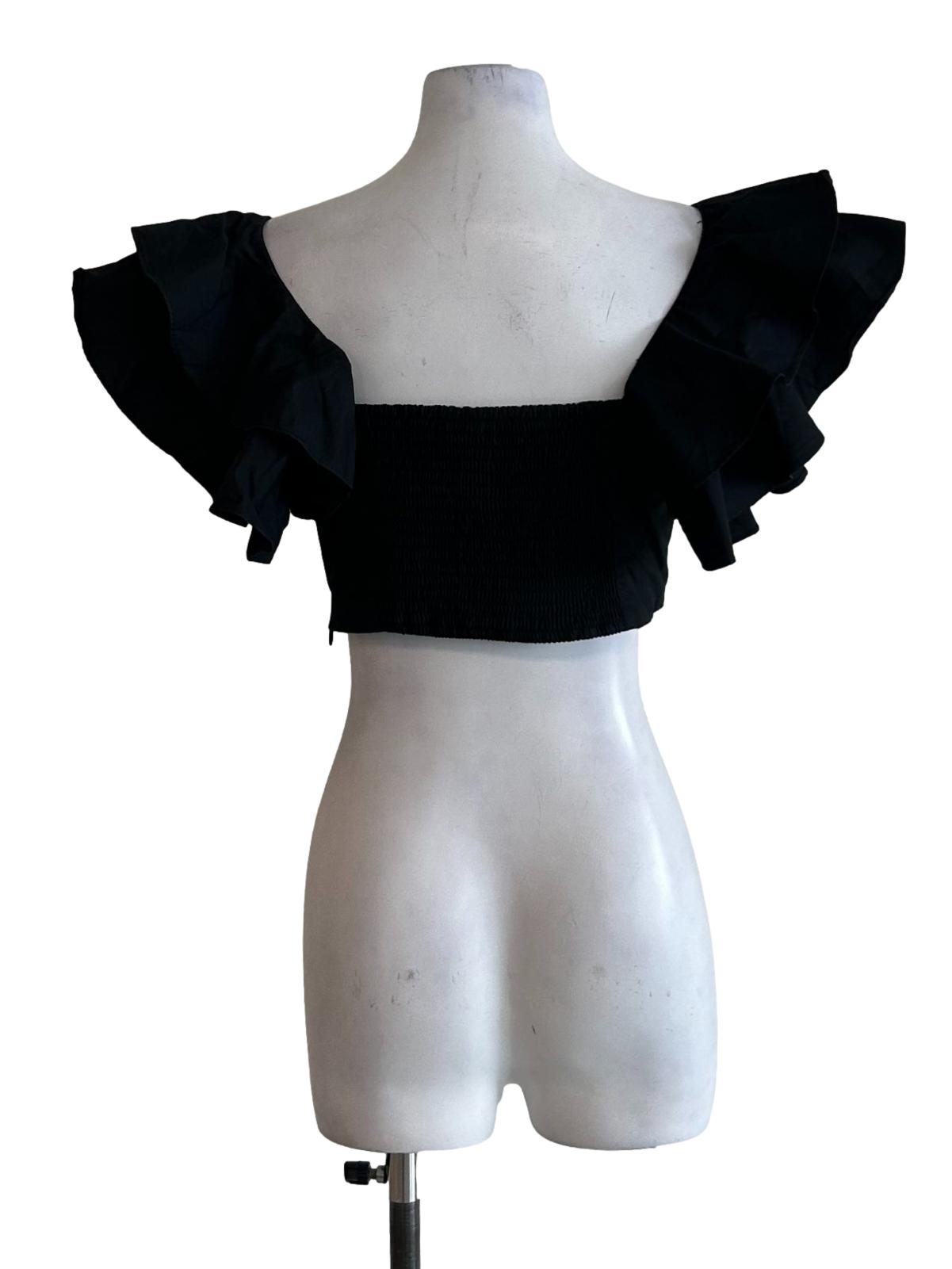 Black Queen Anne Crop Top