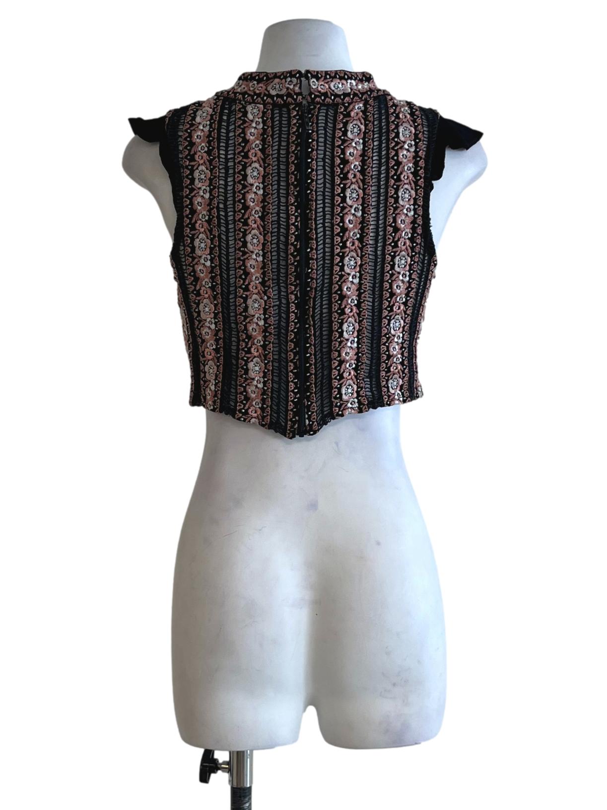 Black Floral Sleeveless Top