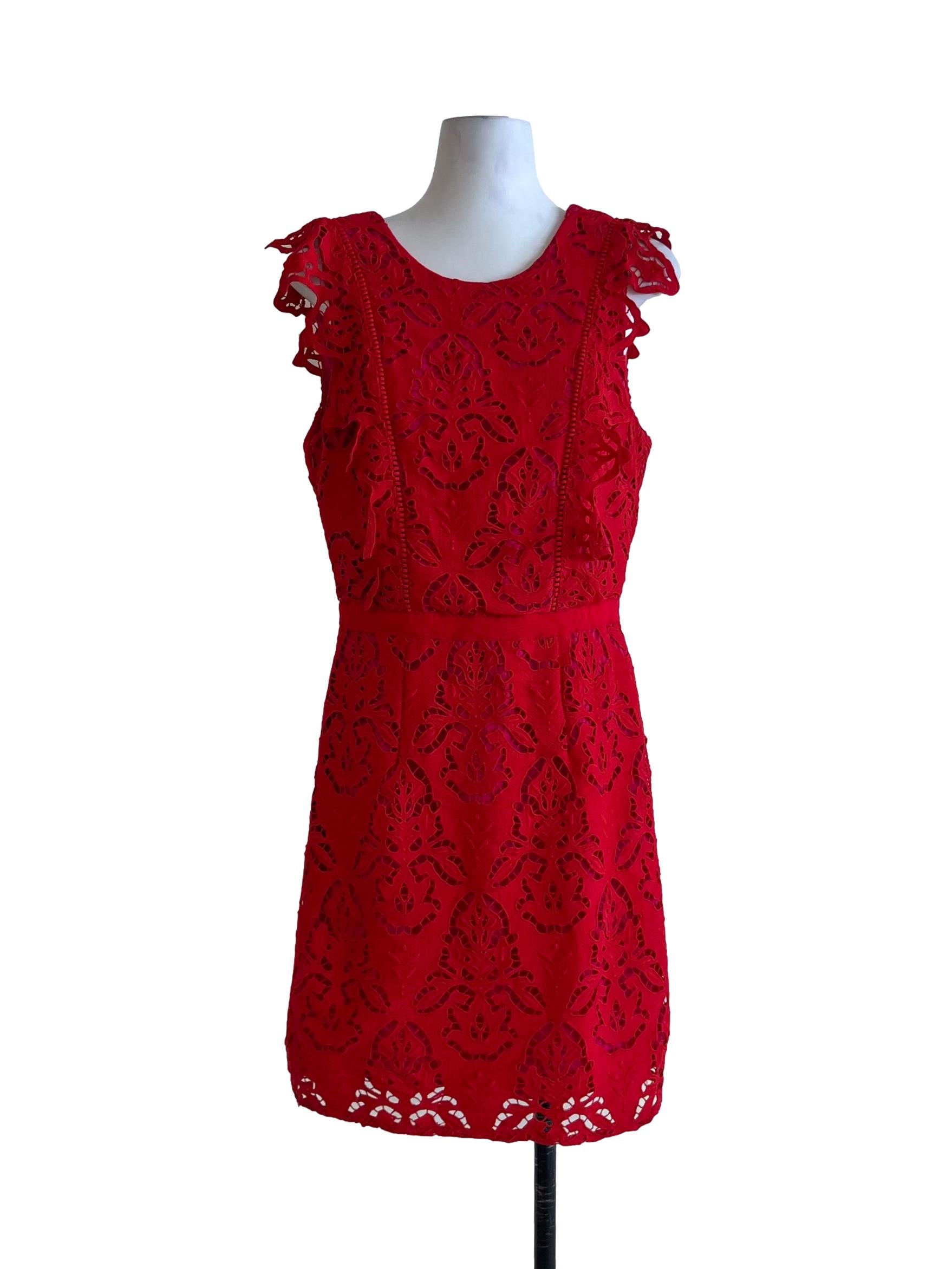 Blood Red Lace A-Line Dress