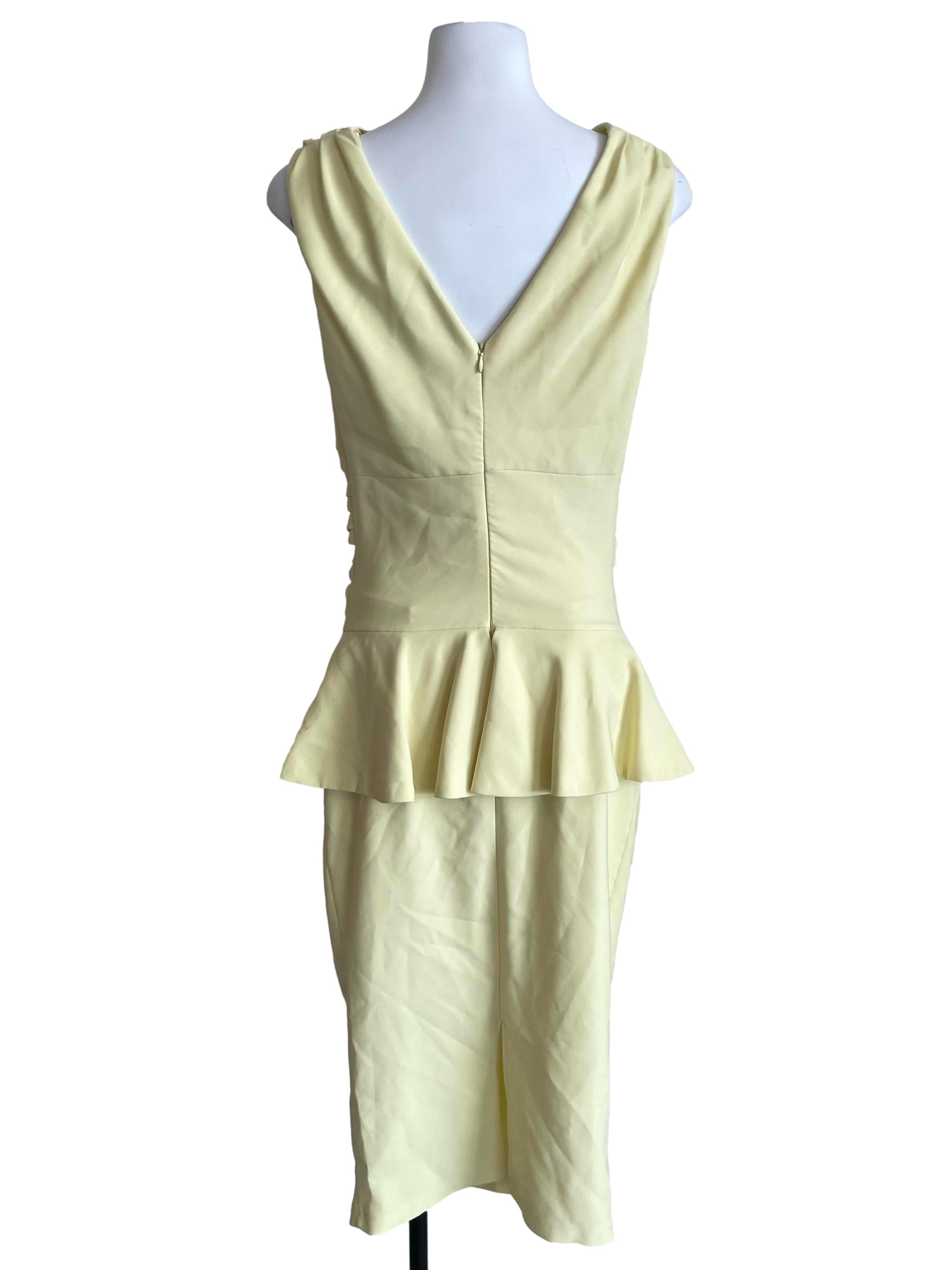 Pastel Yellow Draped Waist Bodycon Dress