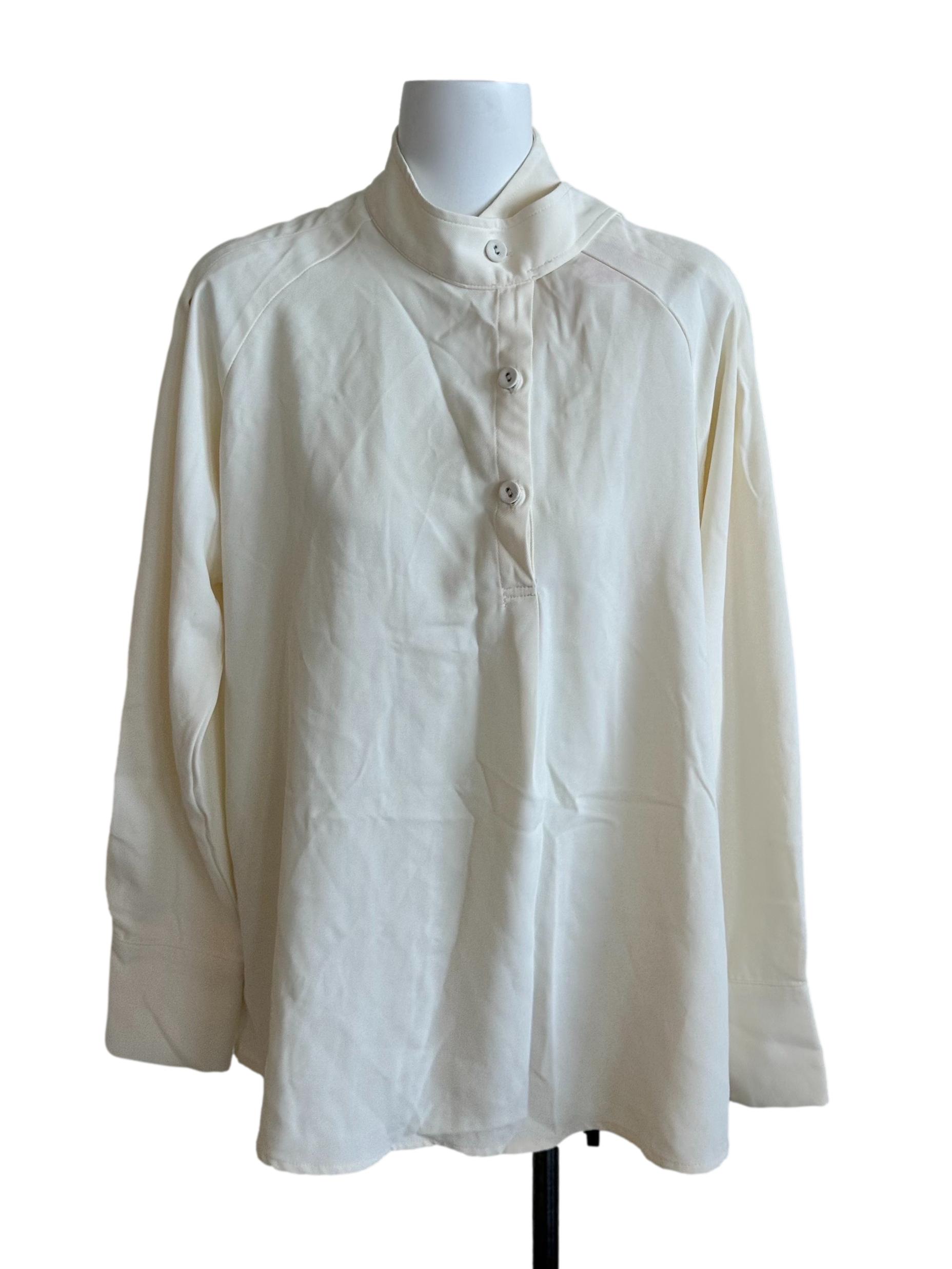 Light Yellow High Neck Button Top
