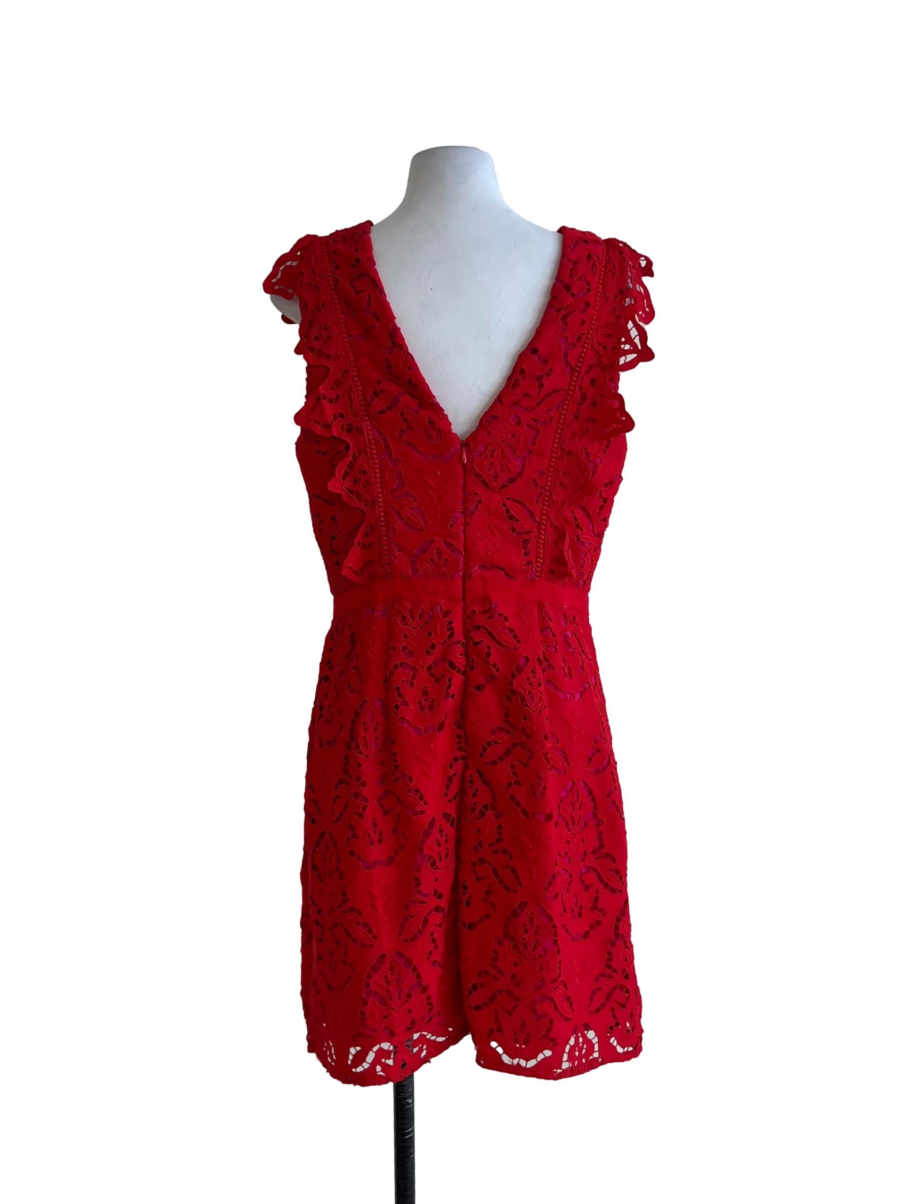 Blood Red Lace A-Line Dress