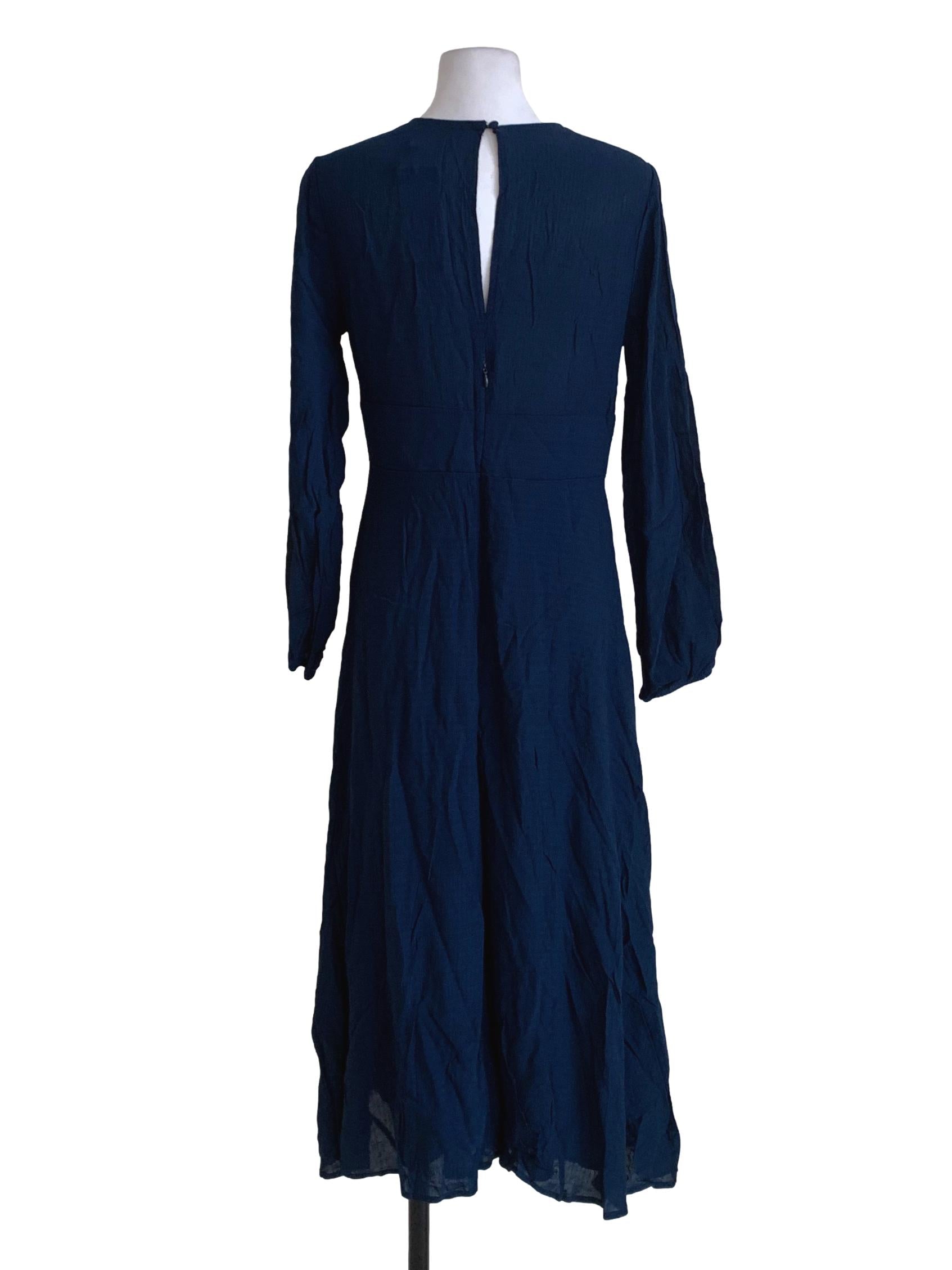 Navy Blue V-Neckline Empire Dress
