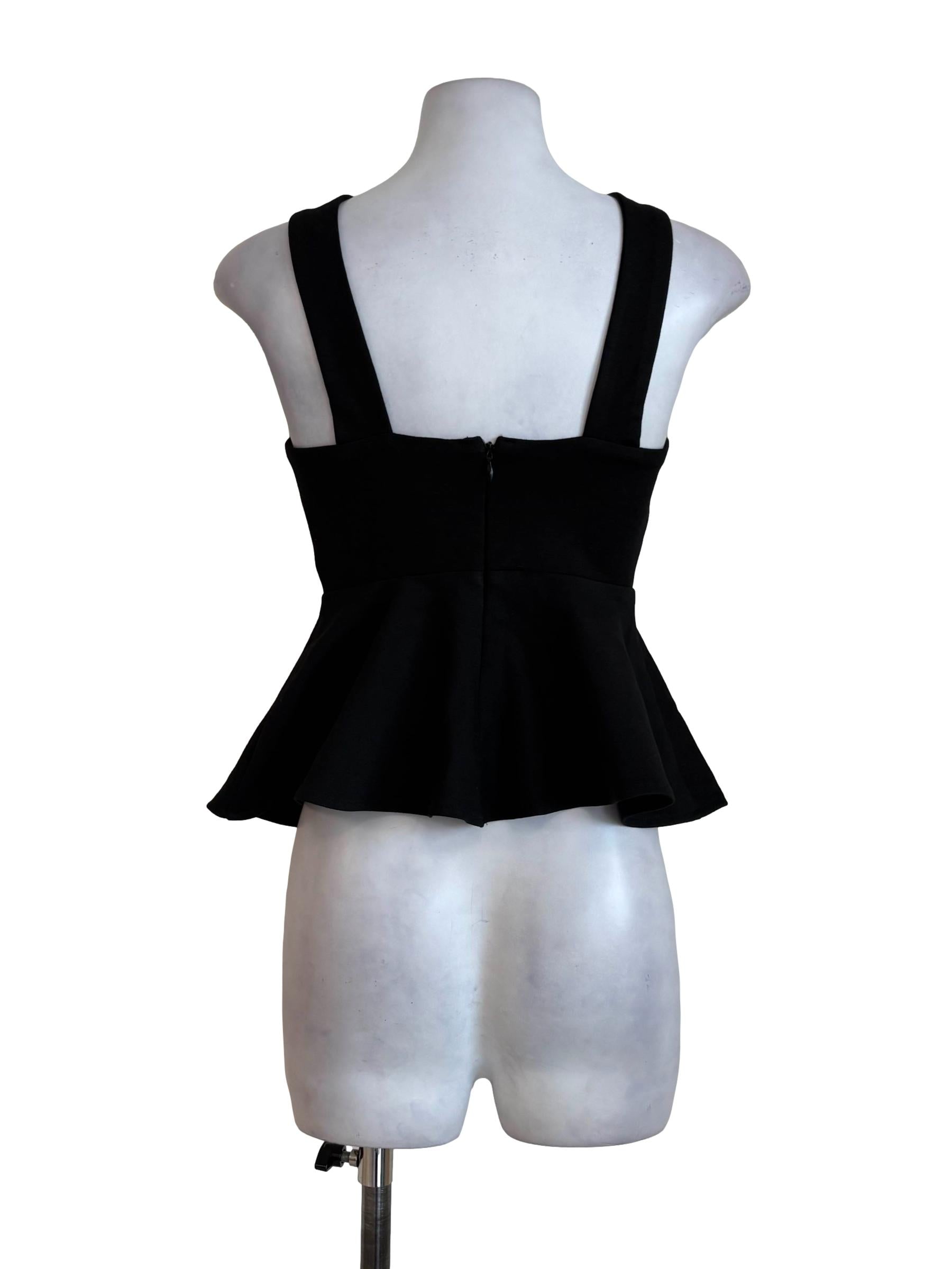 Black Cross Strap Peplum Top