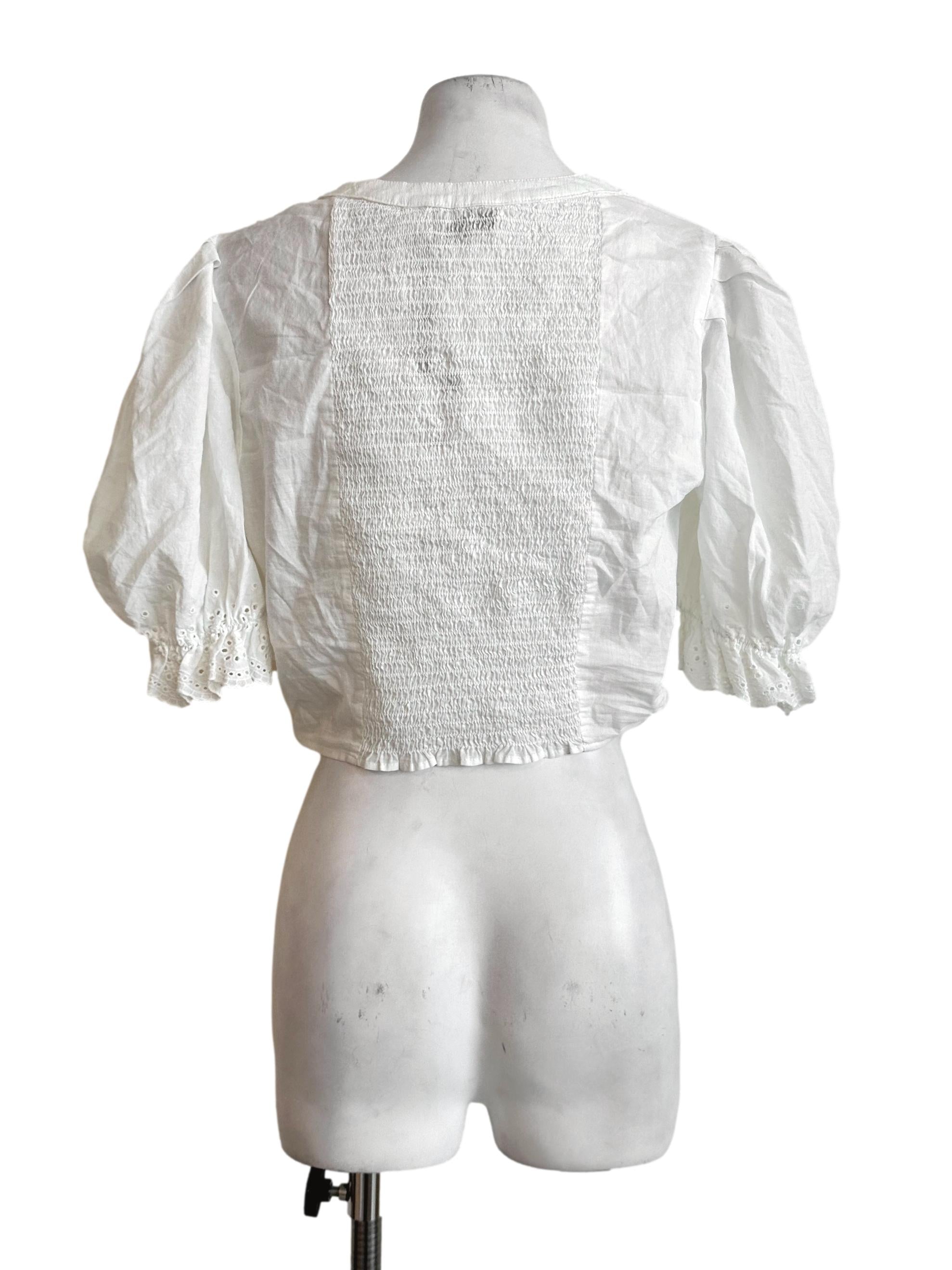 White Embroidery Pattern Top