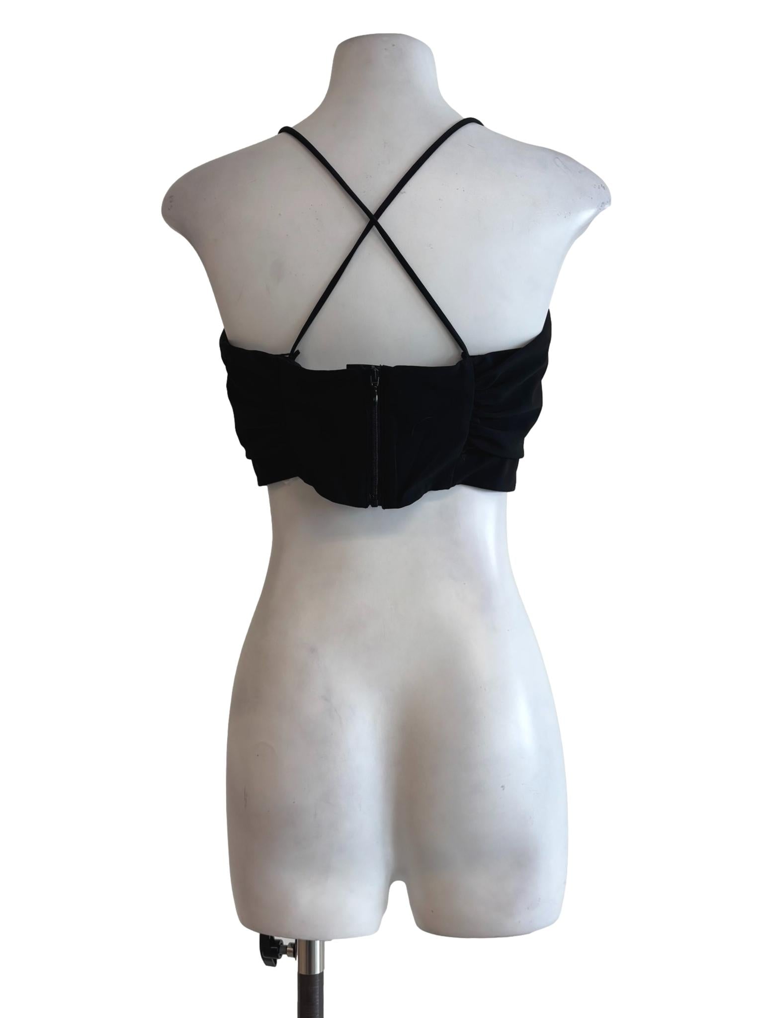 Night Black Sweetheart Neckline Strap Top