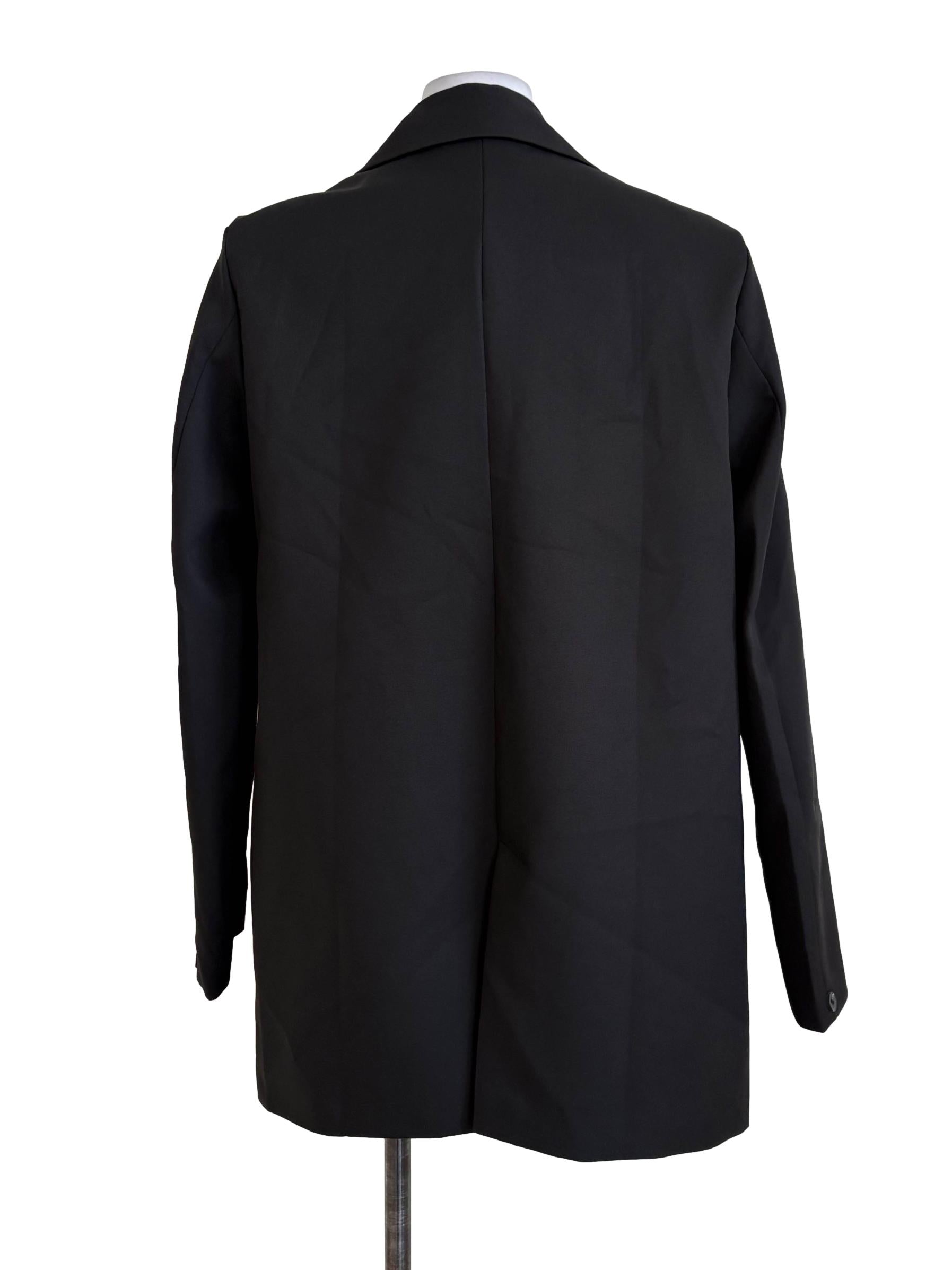 Black Double Breasted Cutaway Blazer