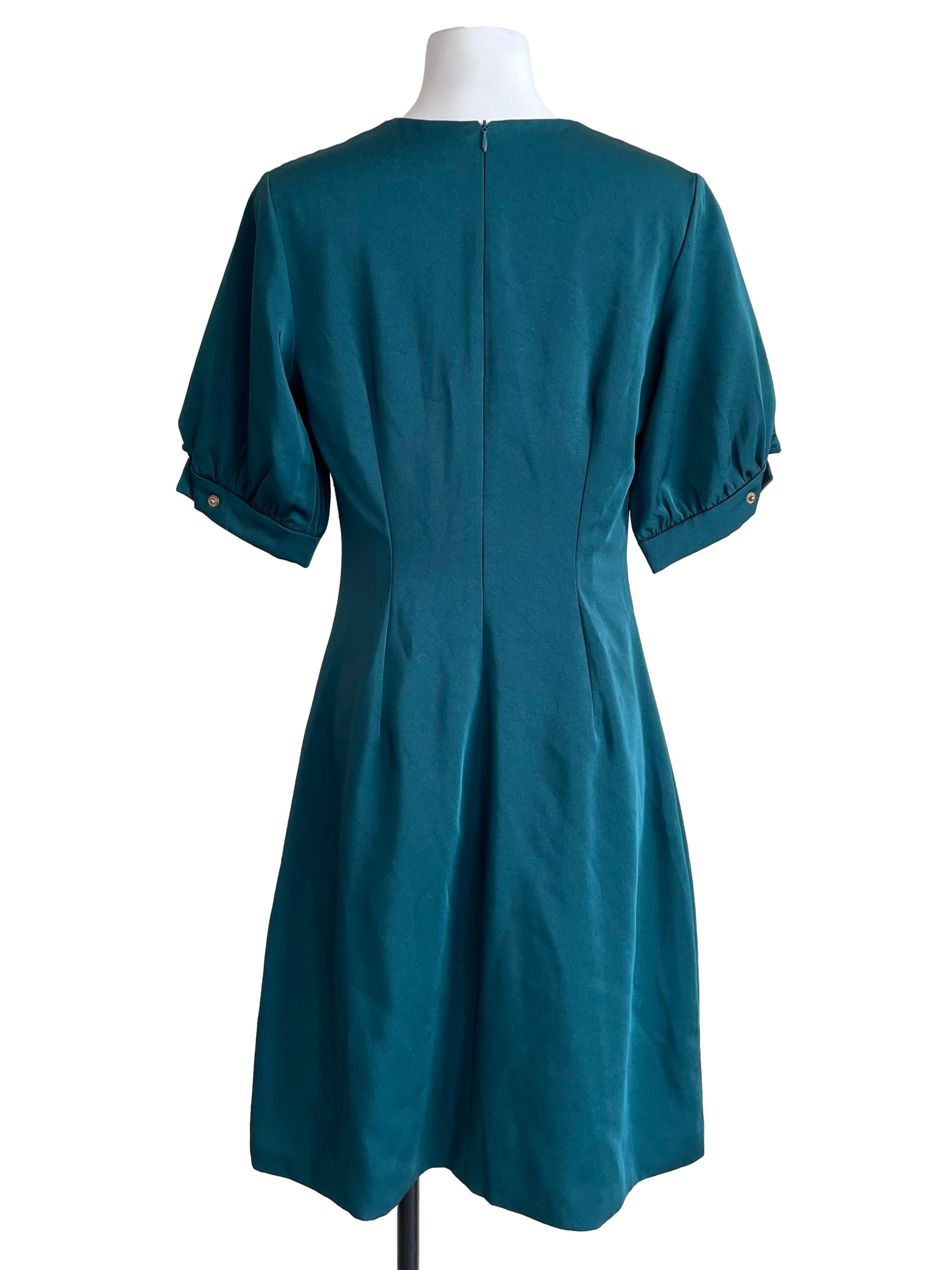 Ocean French Sleeves Button Dress