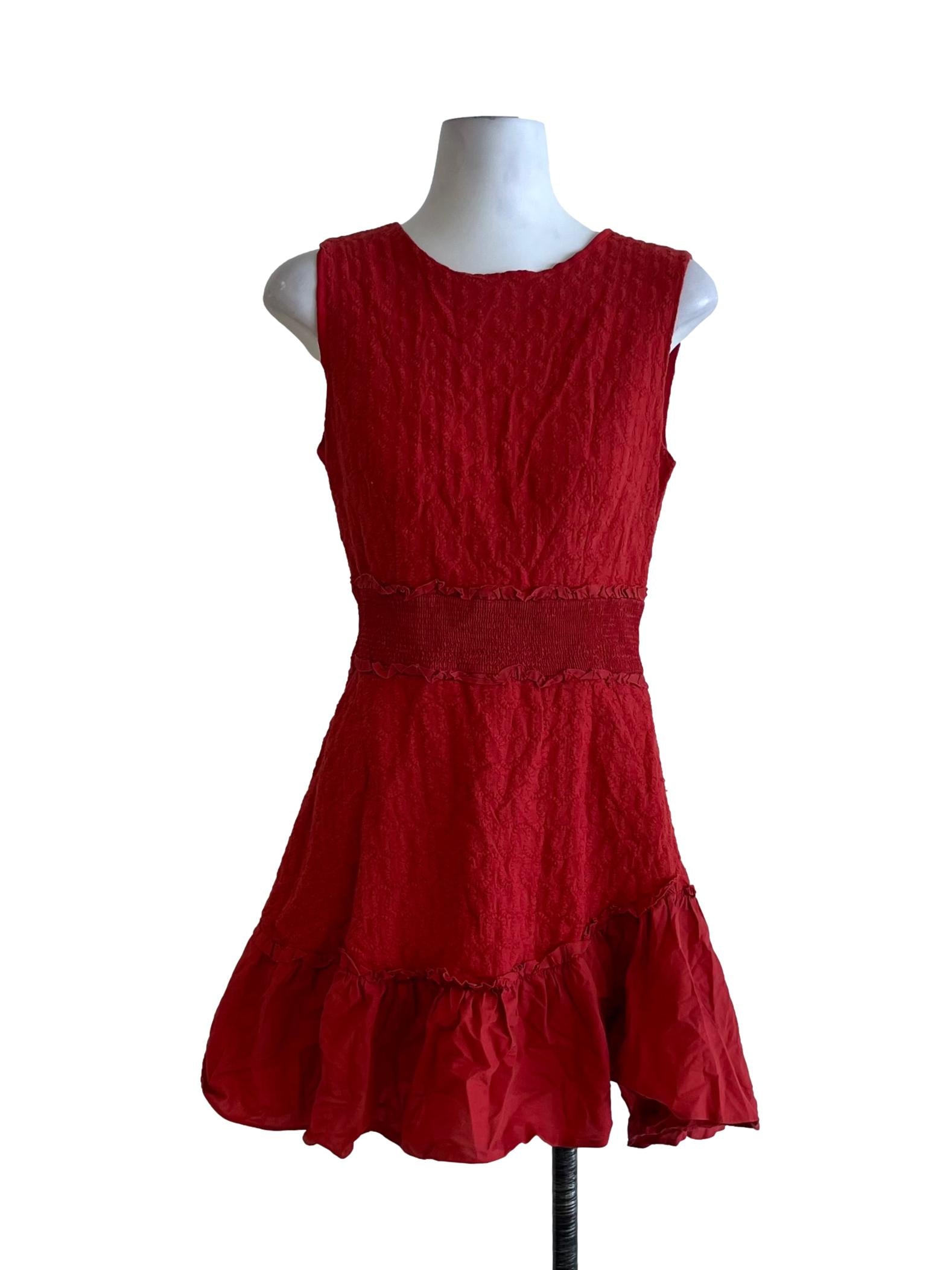 Amber Orange Jewel Neckline A-Line Dress