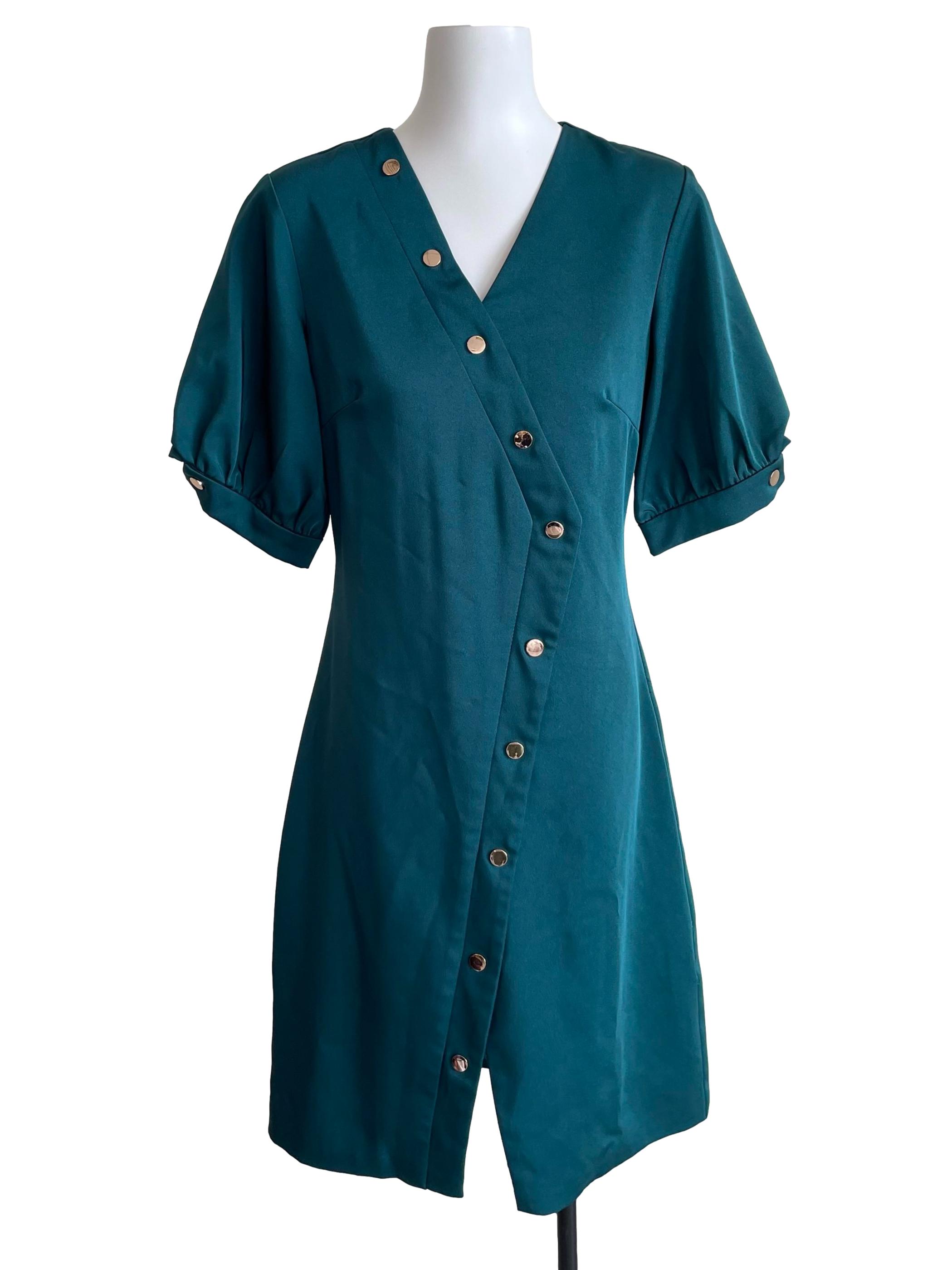 Ocean French Sleeves Button Dress