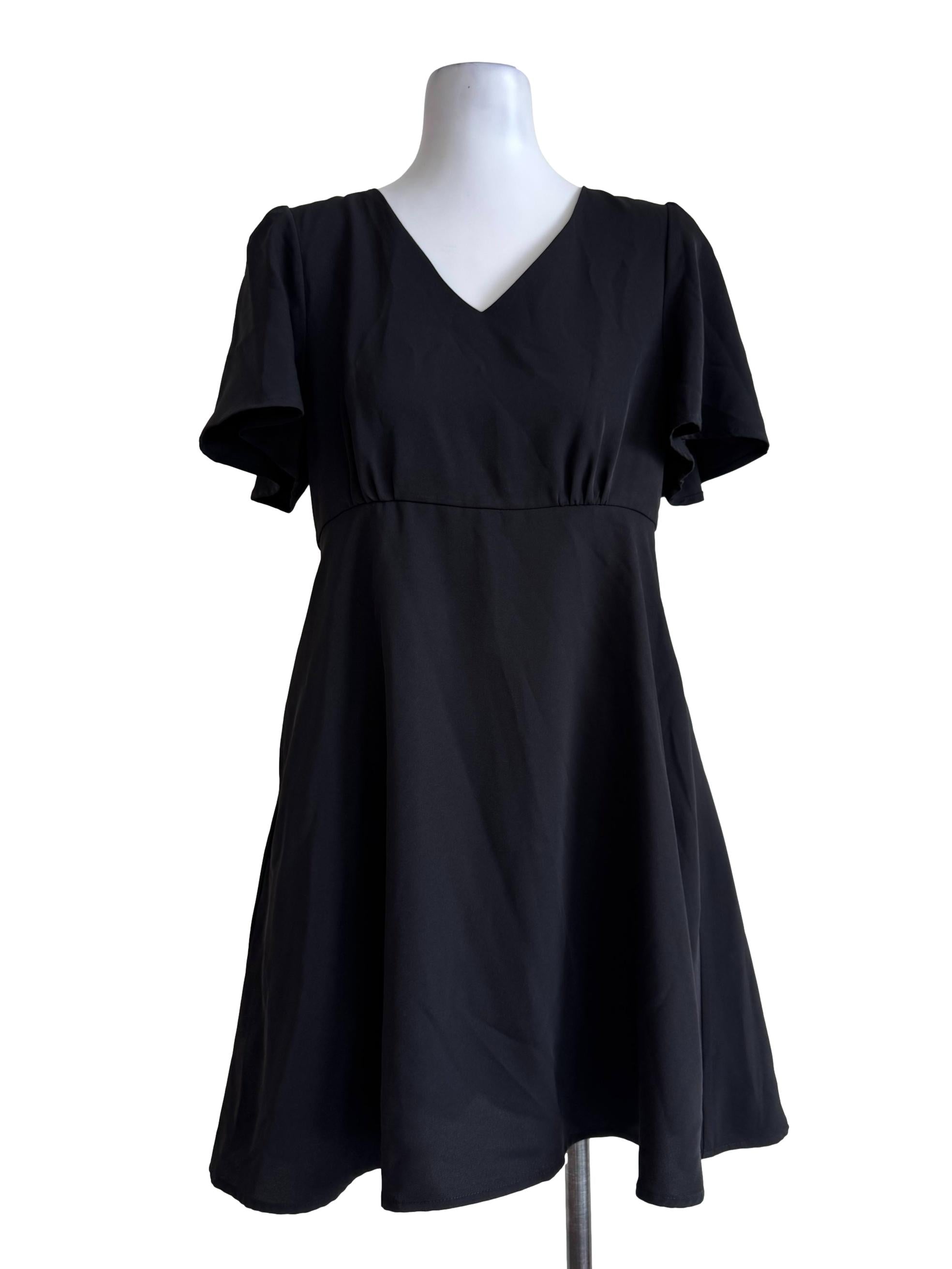Void Black V Neck Empire Dress Romper