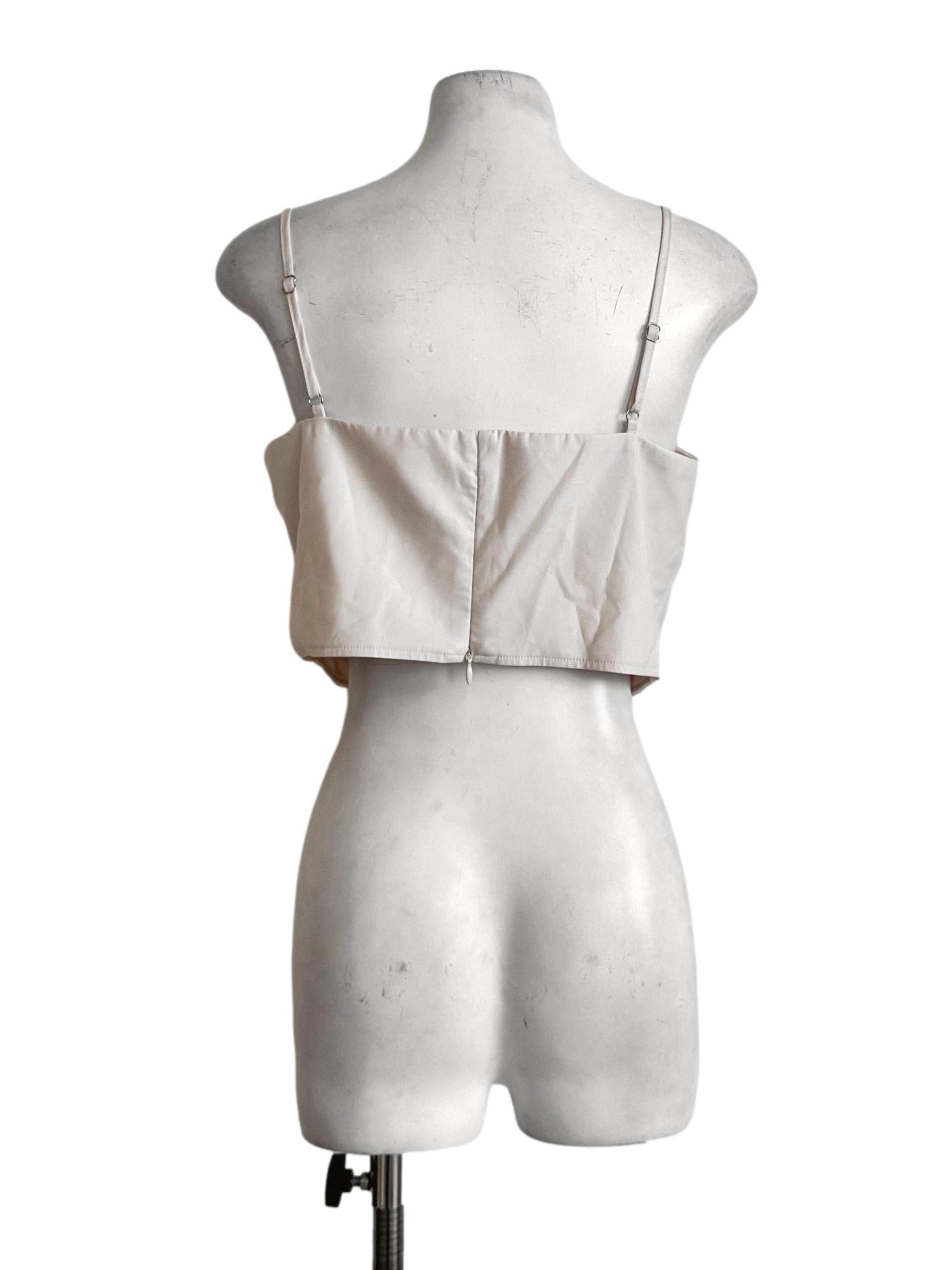 Ivory White Padded Sleeveless Crop Top