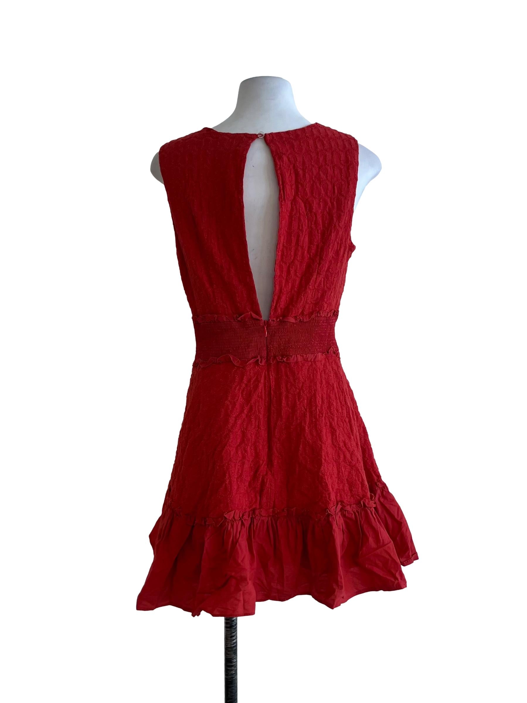 Amber Orange Jewel Neckline A-Line Dress