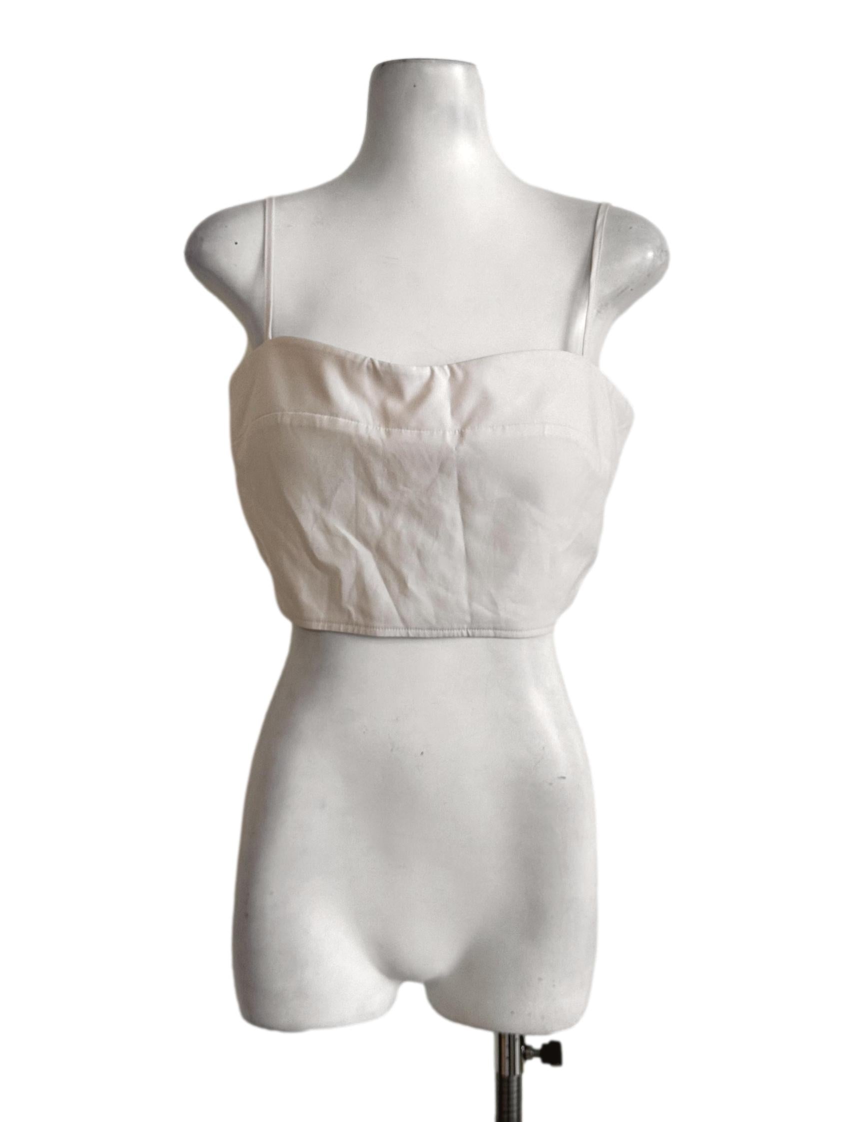 Ivory White Padded Sleeveless Crop Top