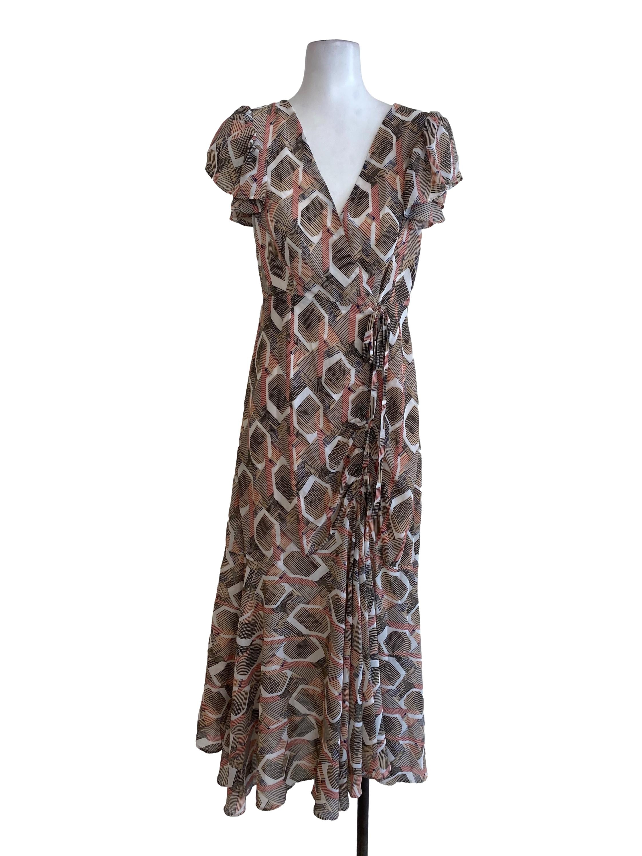 Brown Patterned Slip Dress