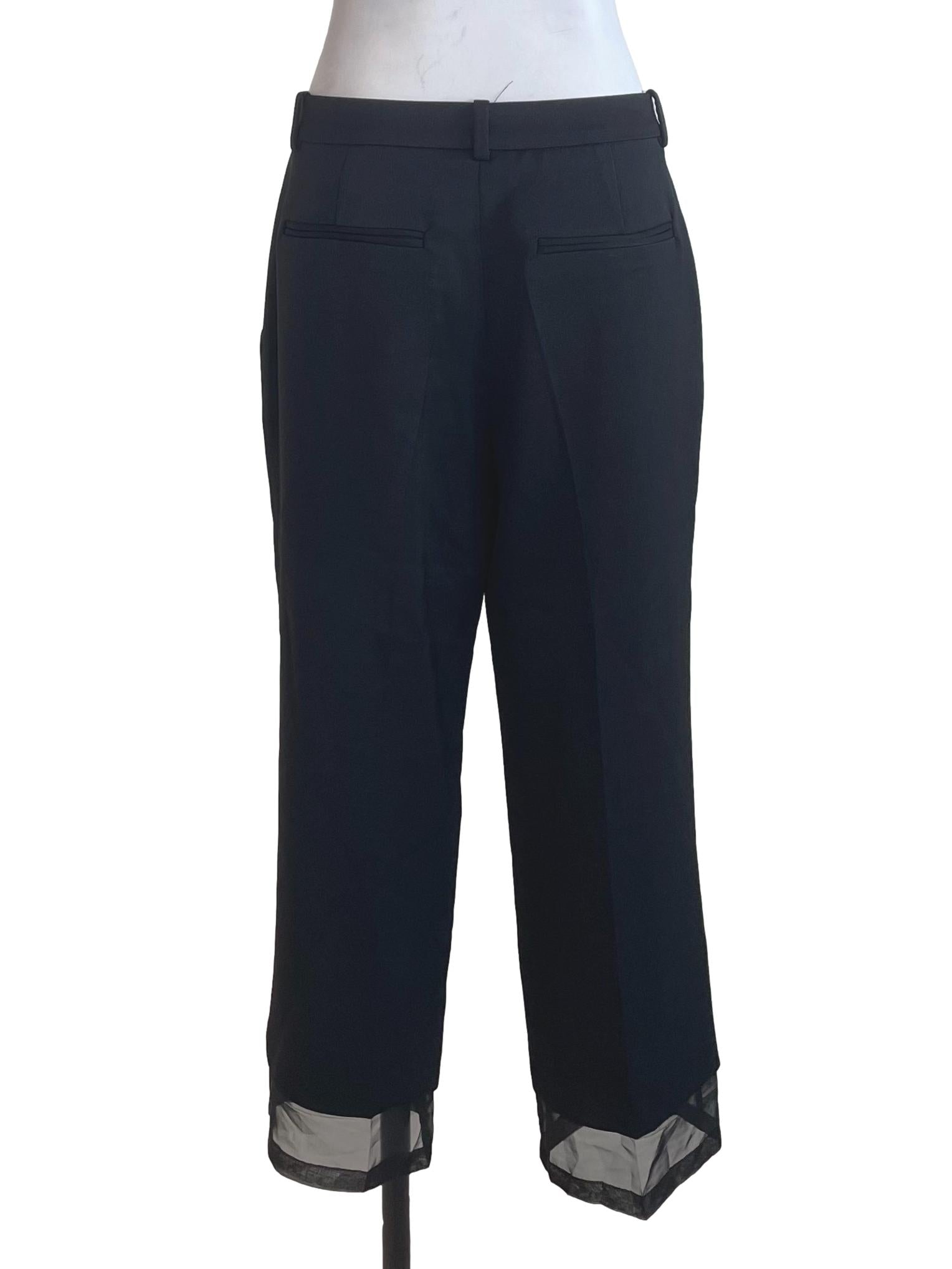 Black Mesh Calf Trousers