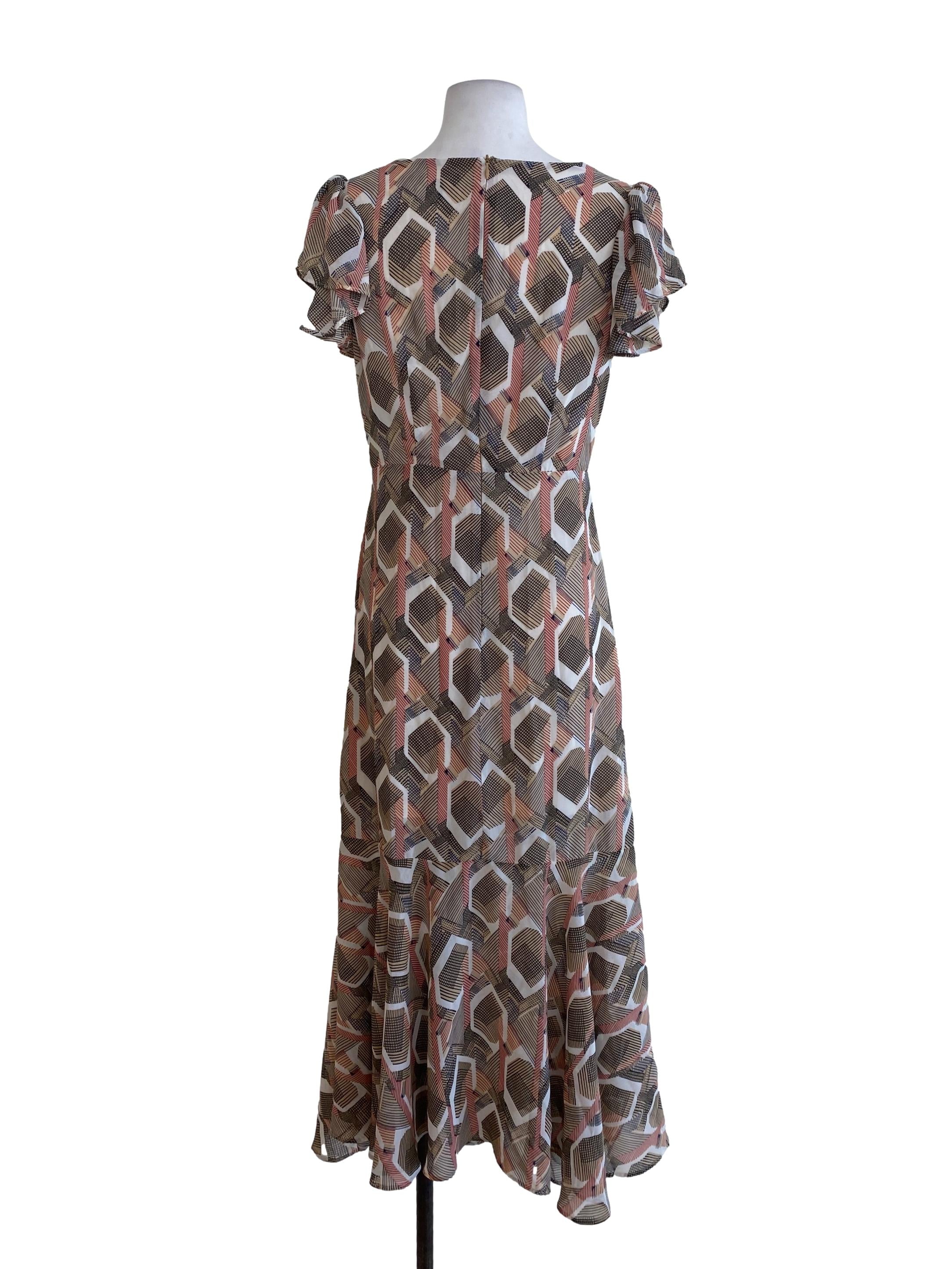 Brown Patterned Slip Dress