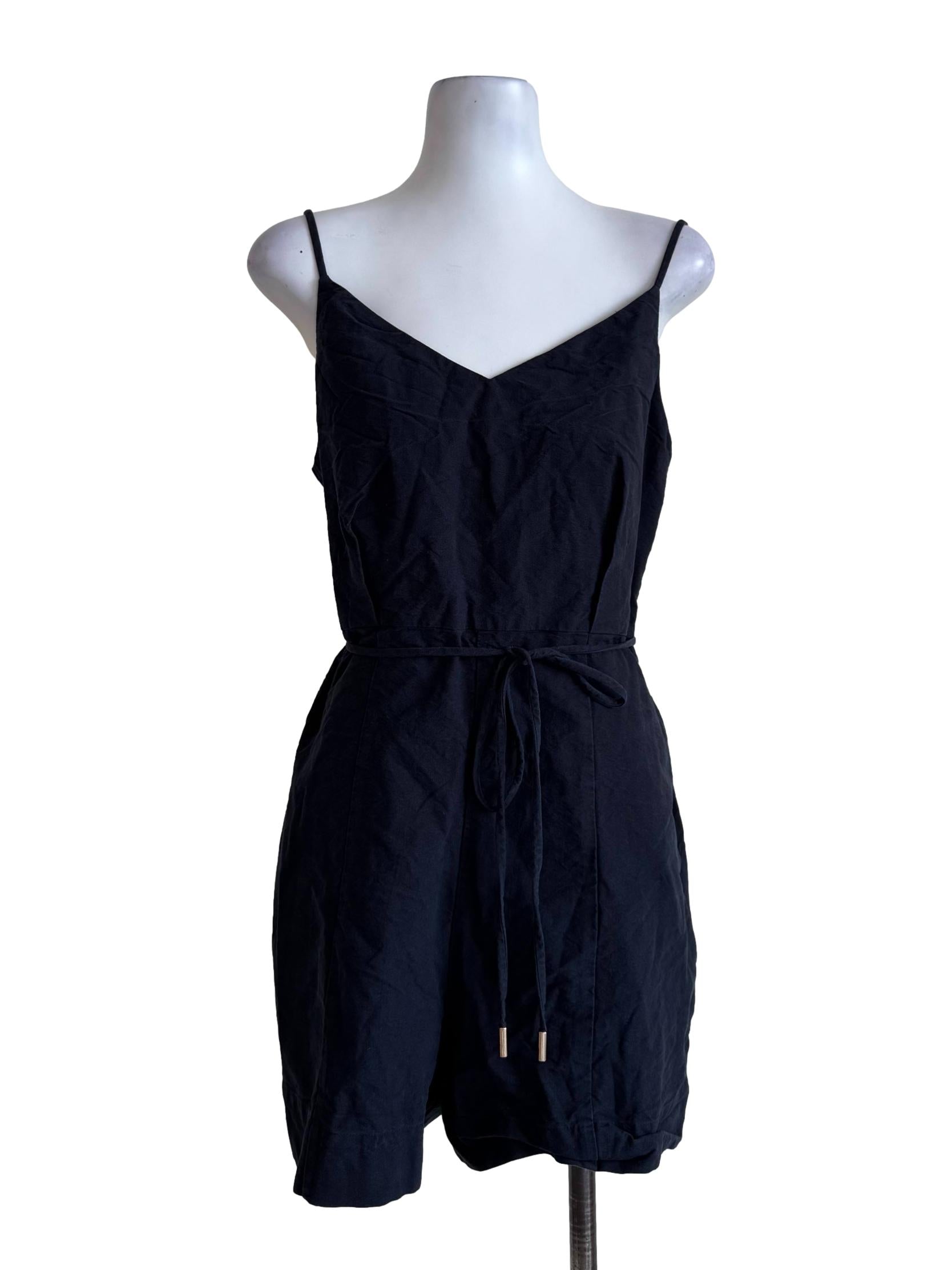 Iridium Black V Neck Romper