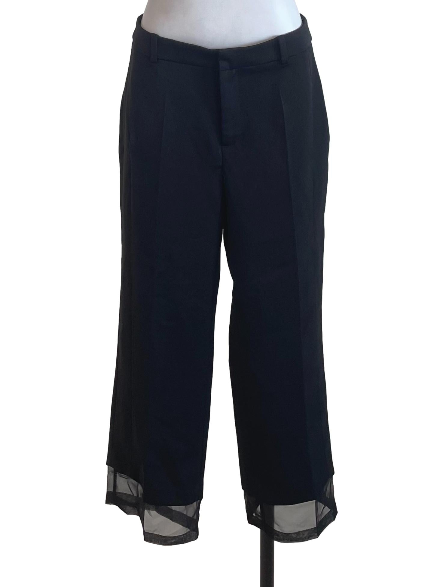 Black Mesh Calf Trousers