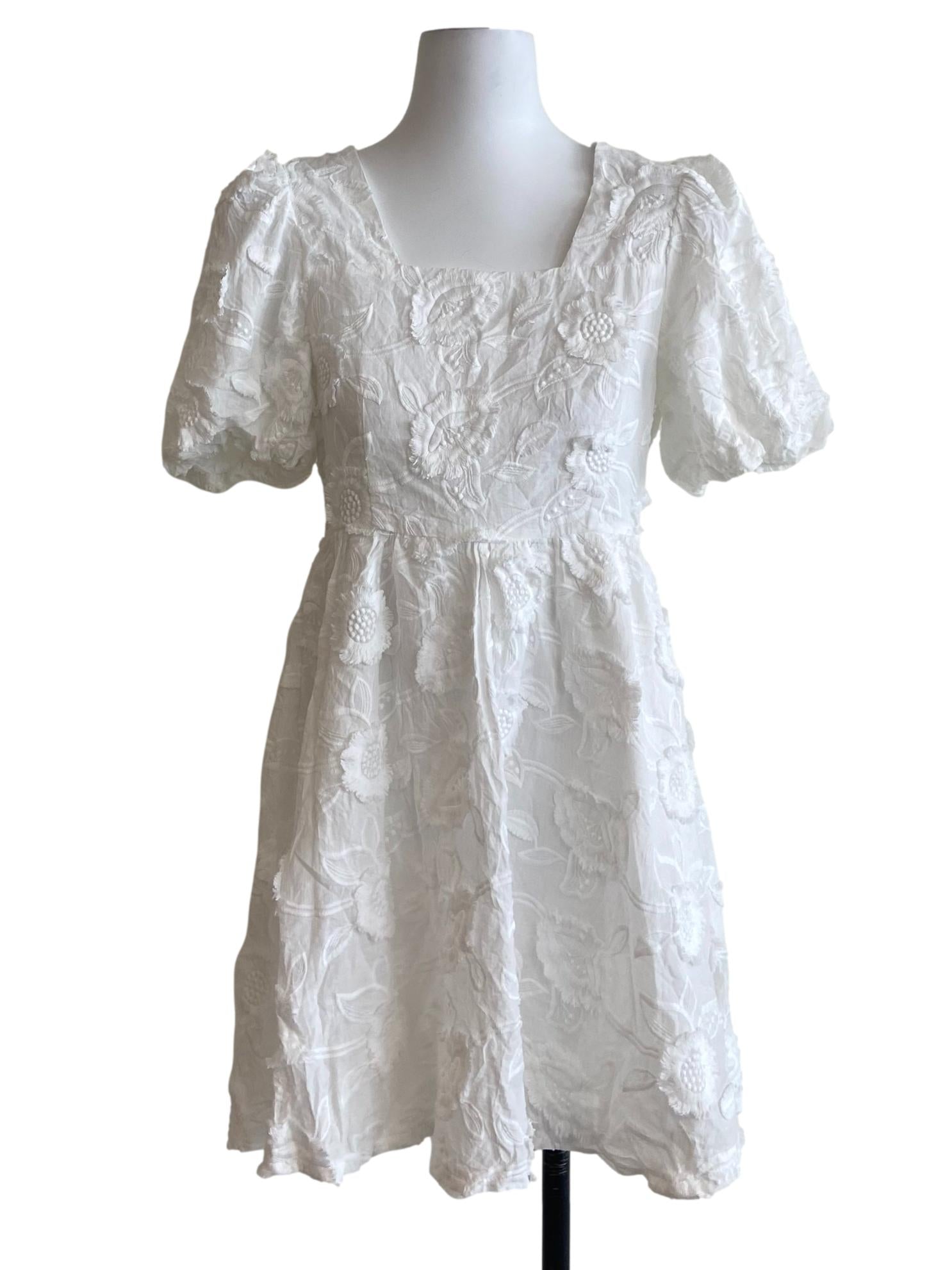 White Floral A-Line Mini Dress