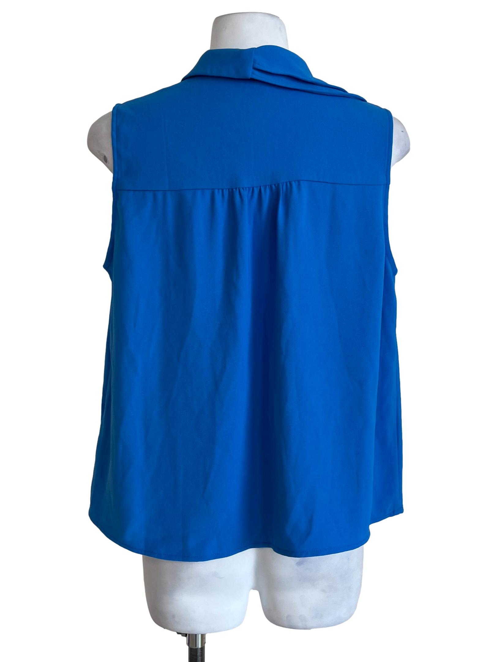 Cobalt Blue Ruffle Sleeveless Blouse