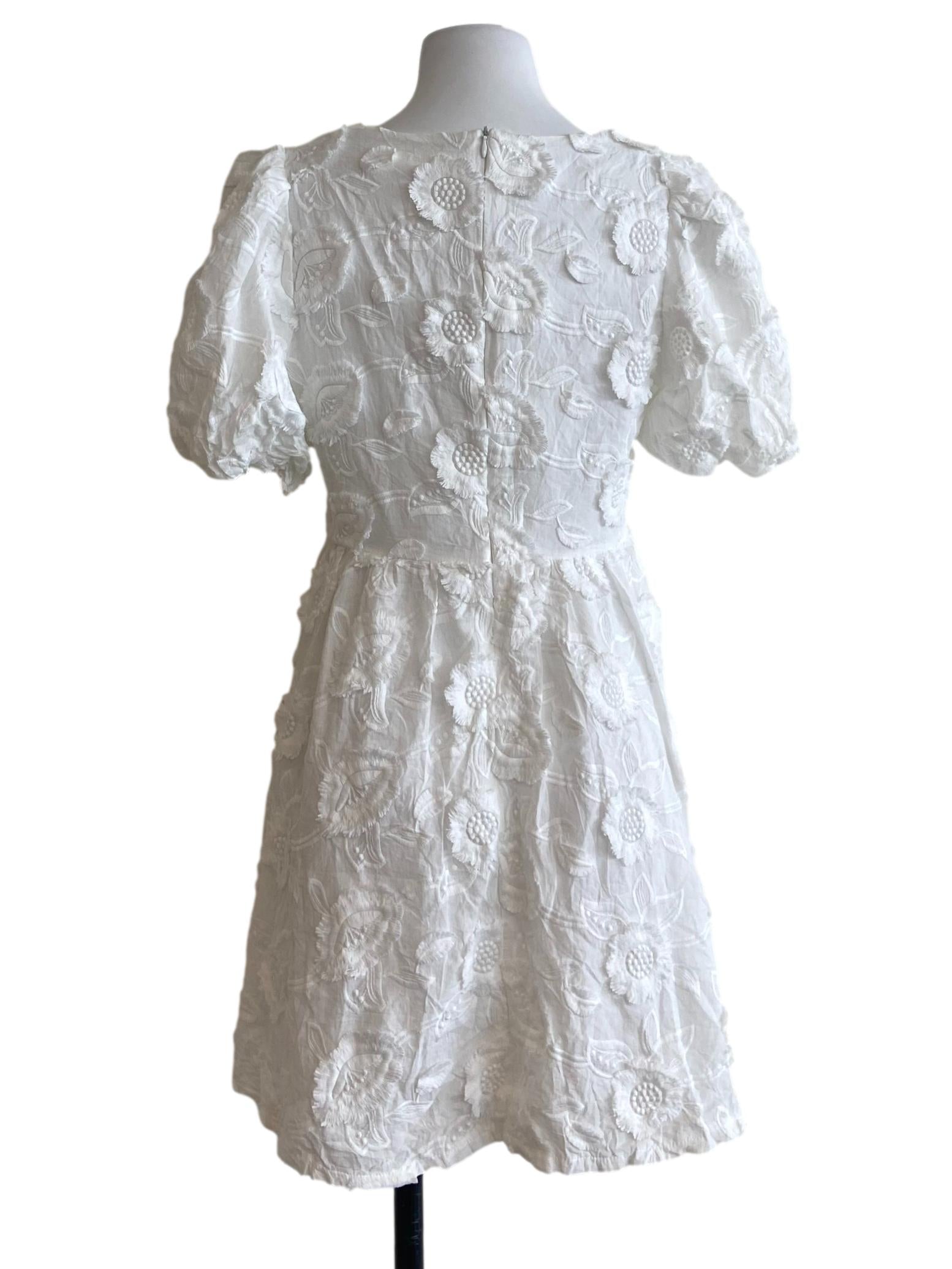 White Floral A-Line Mini Dress