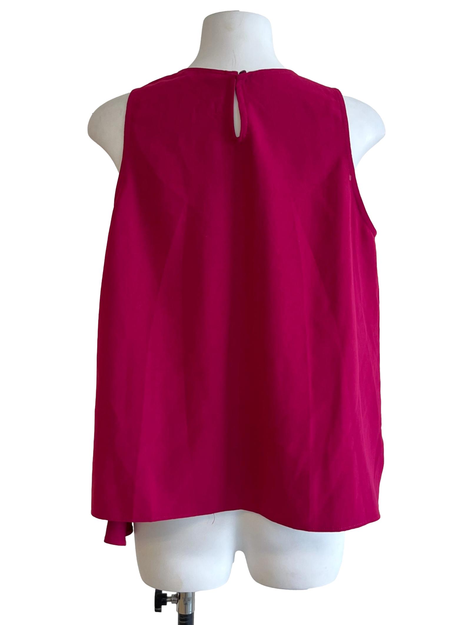 Fuchsia Pink Asymmetrical Ruffle Blouse