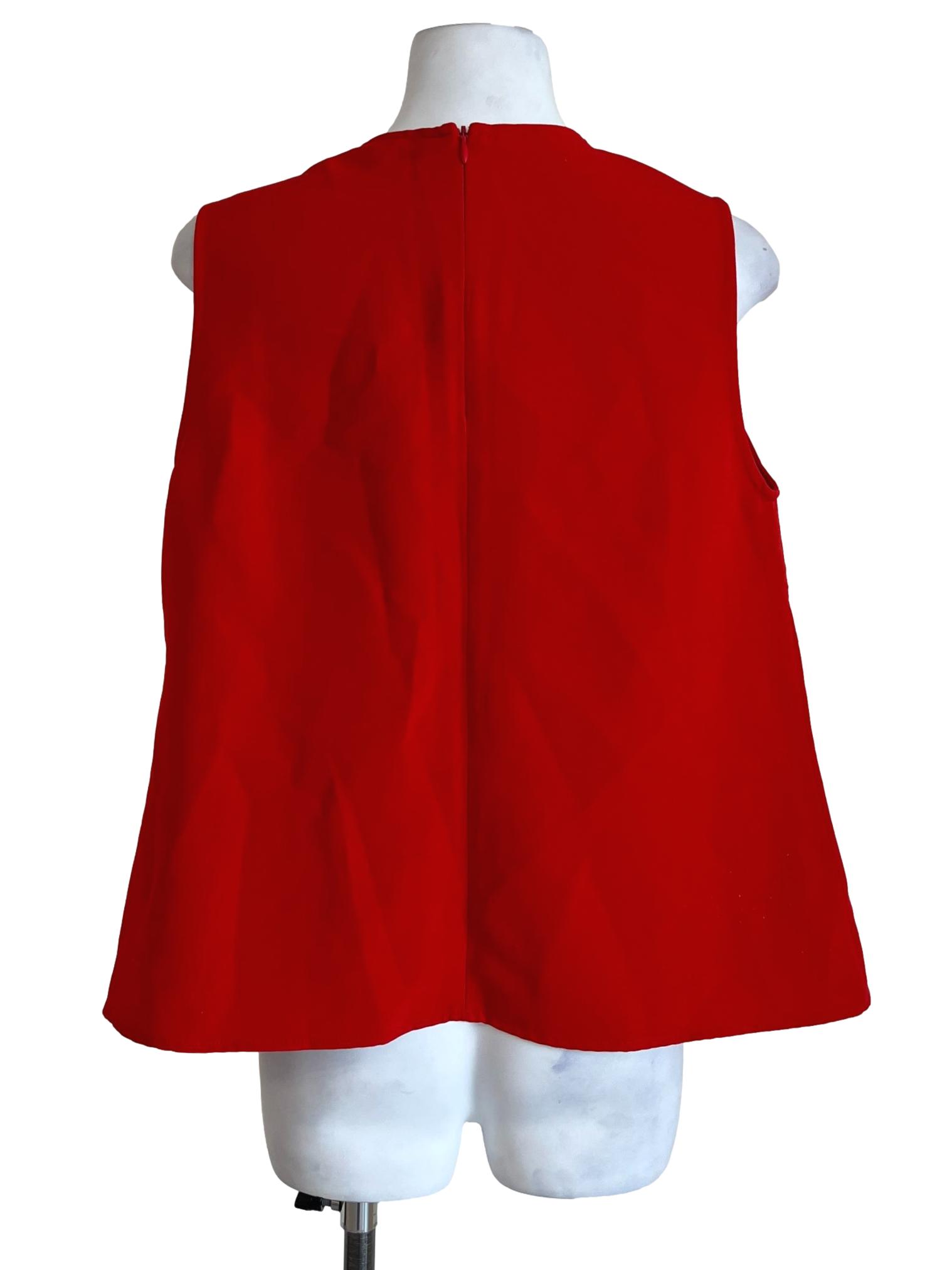 Candy Red Ruffle Sleeveless Blouse