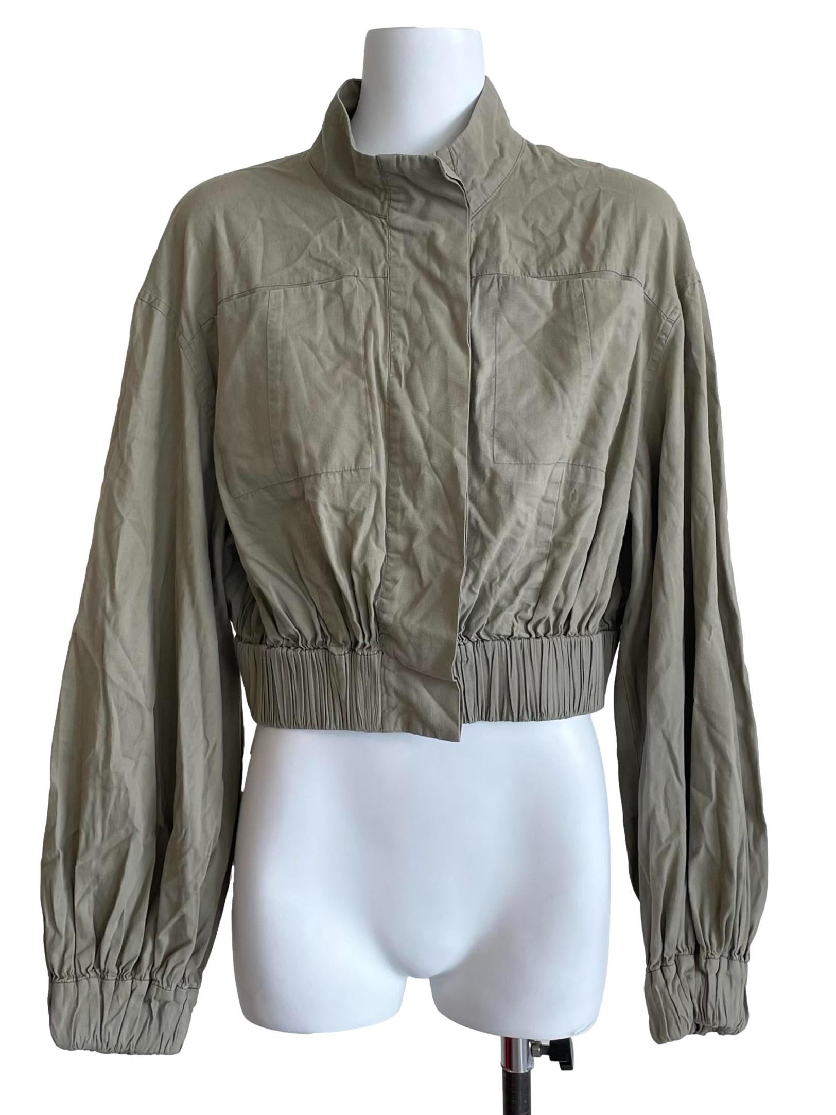 Beige Mid Neck Cargo Crop Top