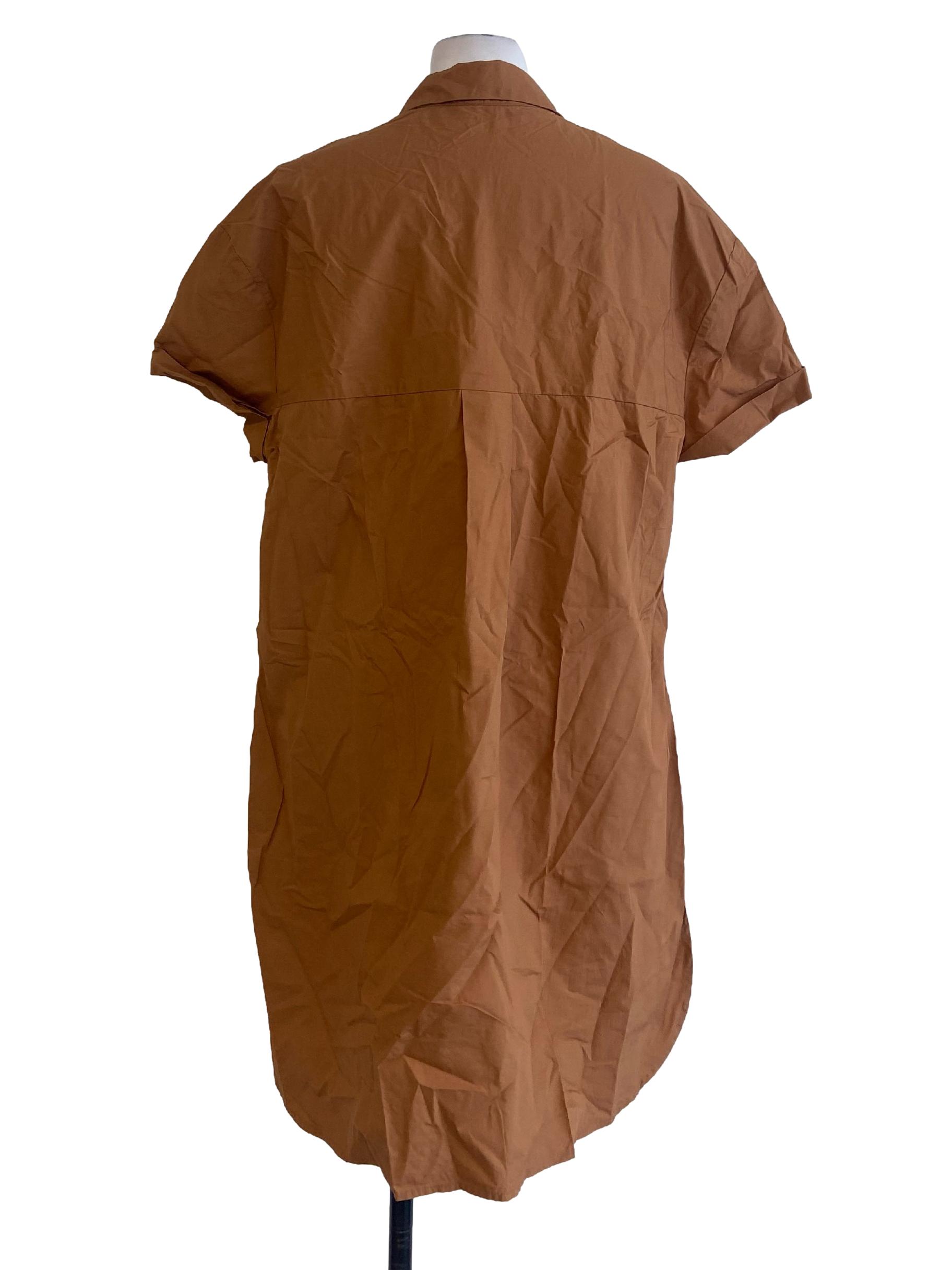 Tawny Brown Button Down Twill Dress