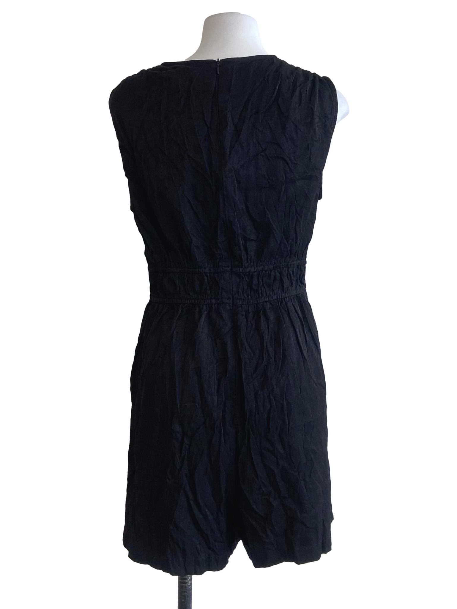 Black Herringbone Pegged Waist Romper
