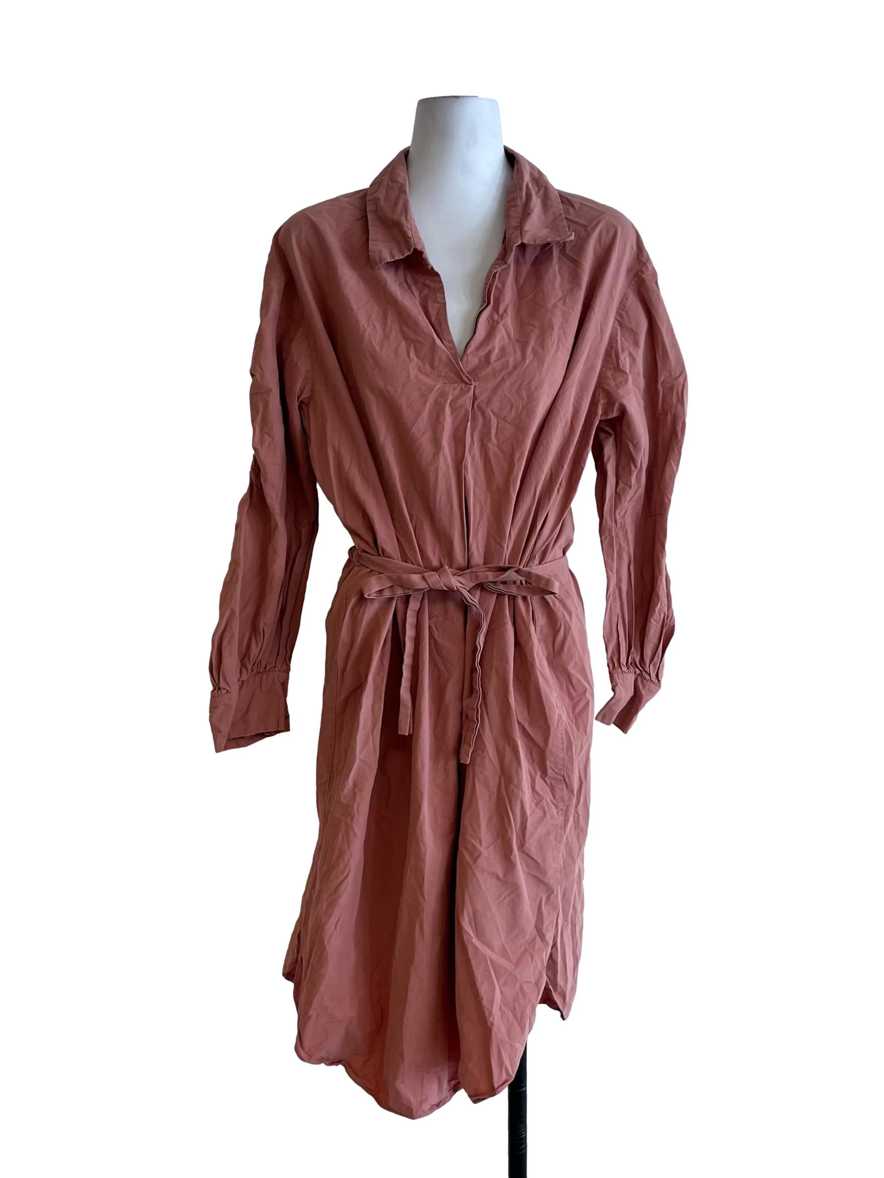 Peach Pink Wing Collar Empire Dress
