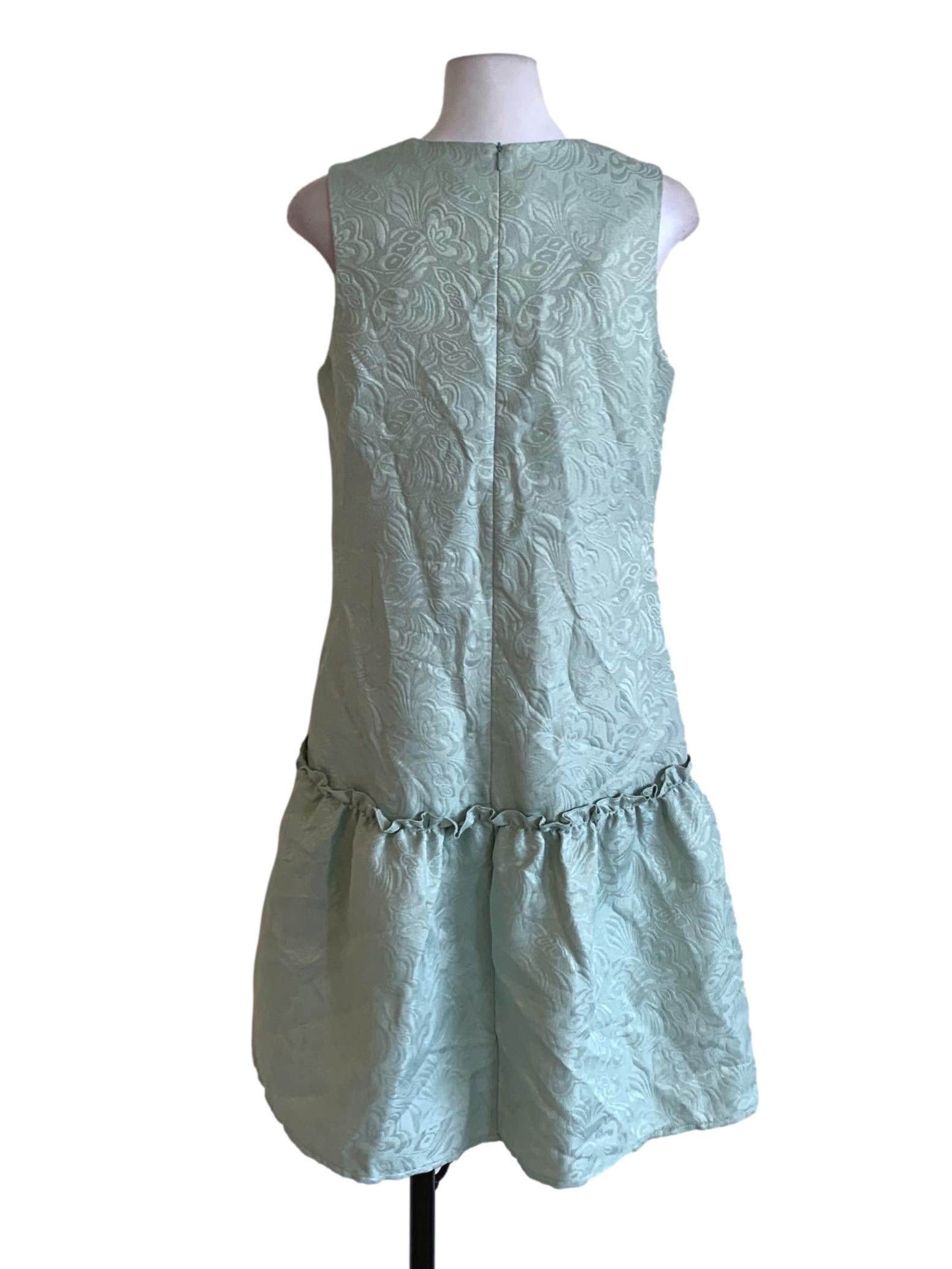 Teal Floral Drop Waist Dress