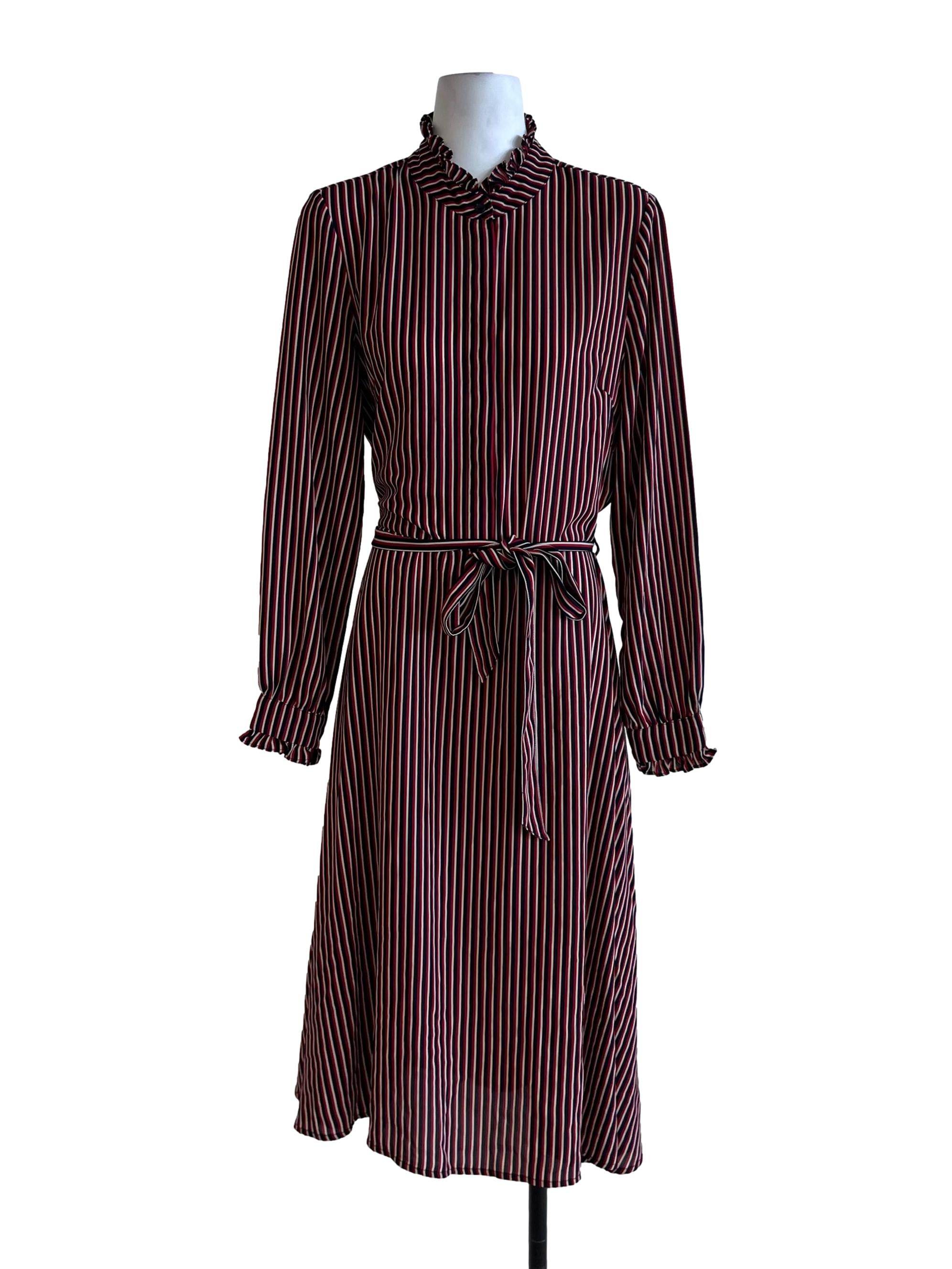 Ruby Red Bengal Stripe Empire Dress