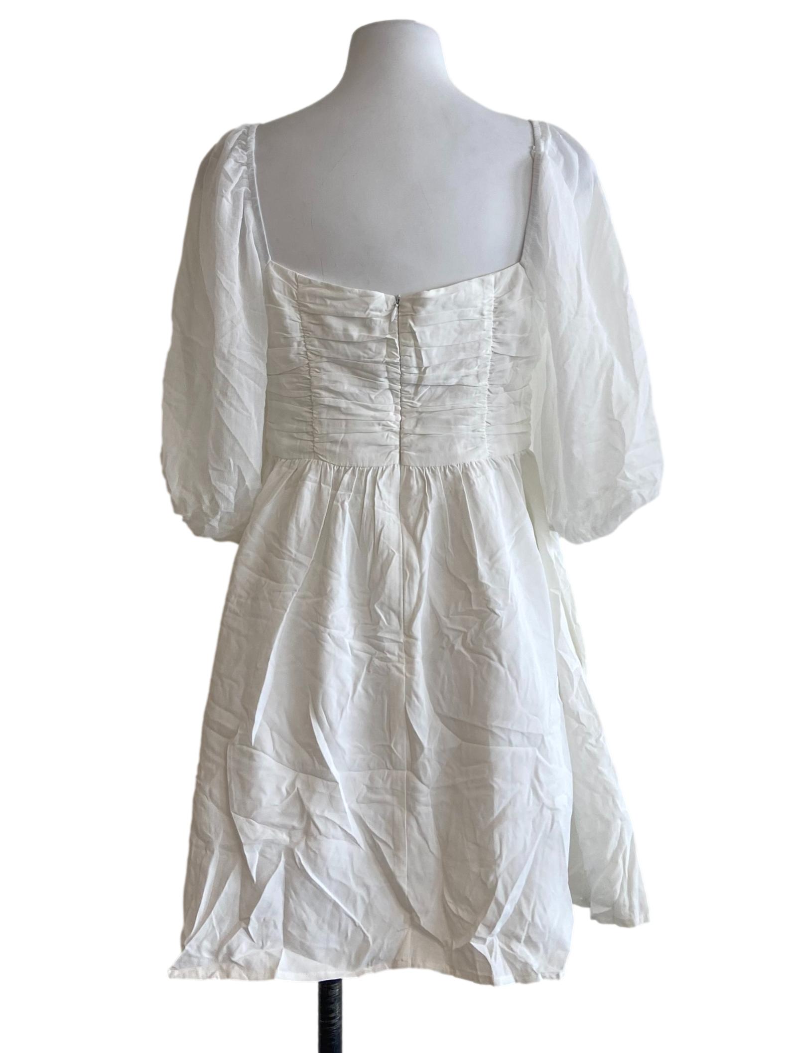 White Square Neck A-Line Mini Dress
