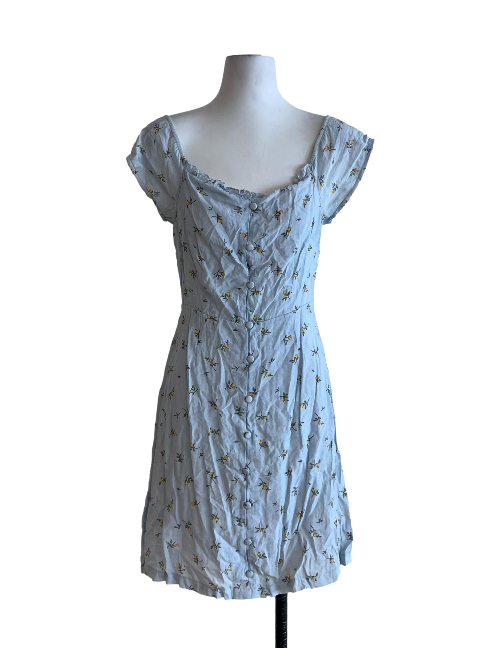 Sky Blue Floral Empire Dress