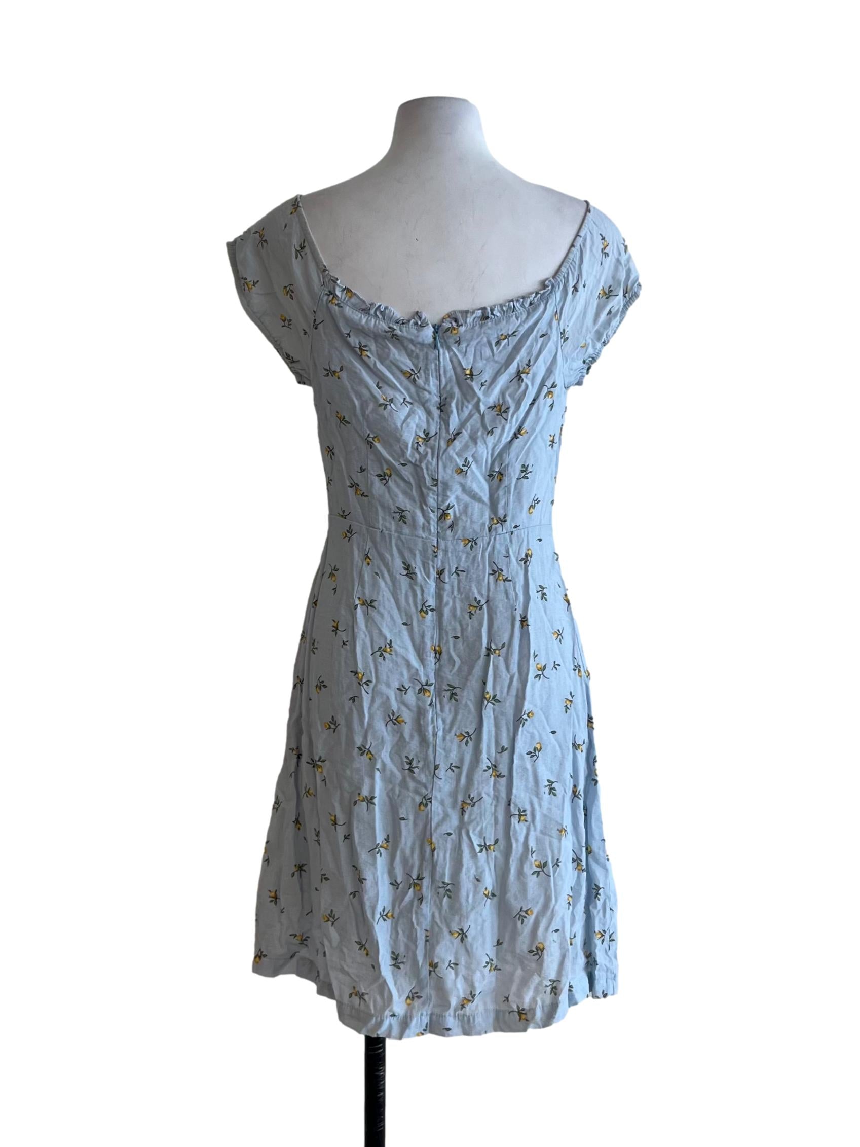 Sky Blue Floral Empire Dress