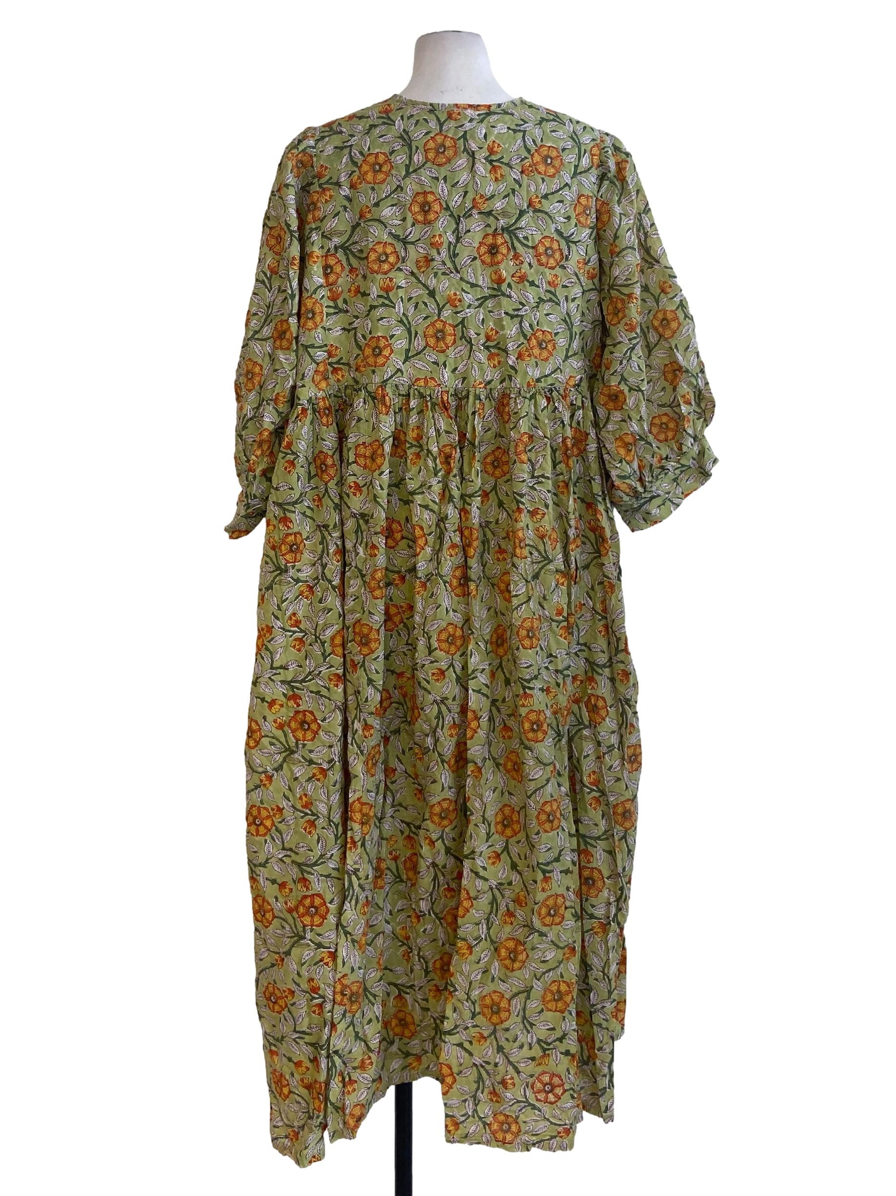 Lime Green & Floral Apron Dress