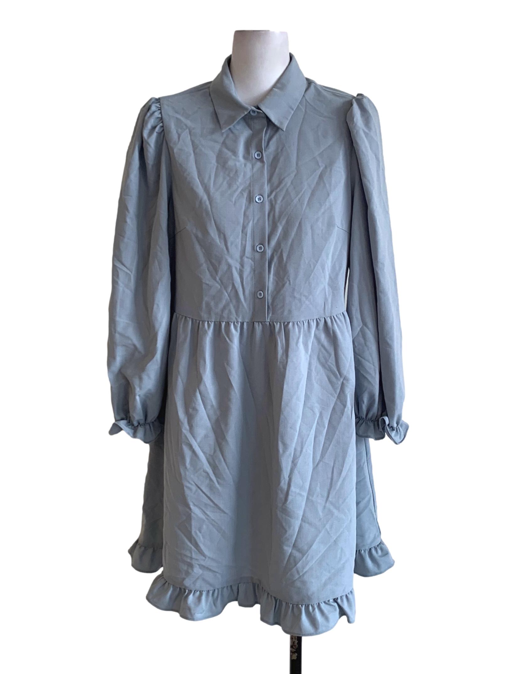 Sky Blue Wing Collar Empire Dress